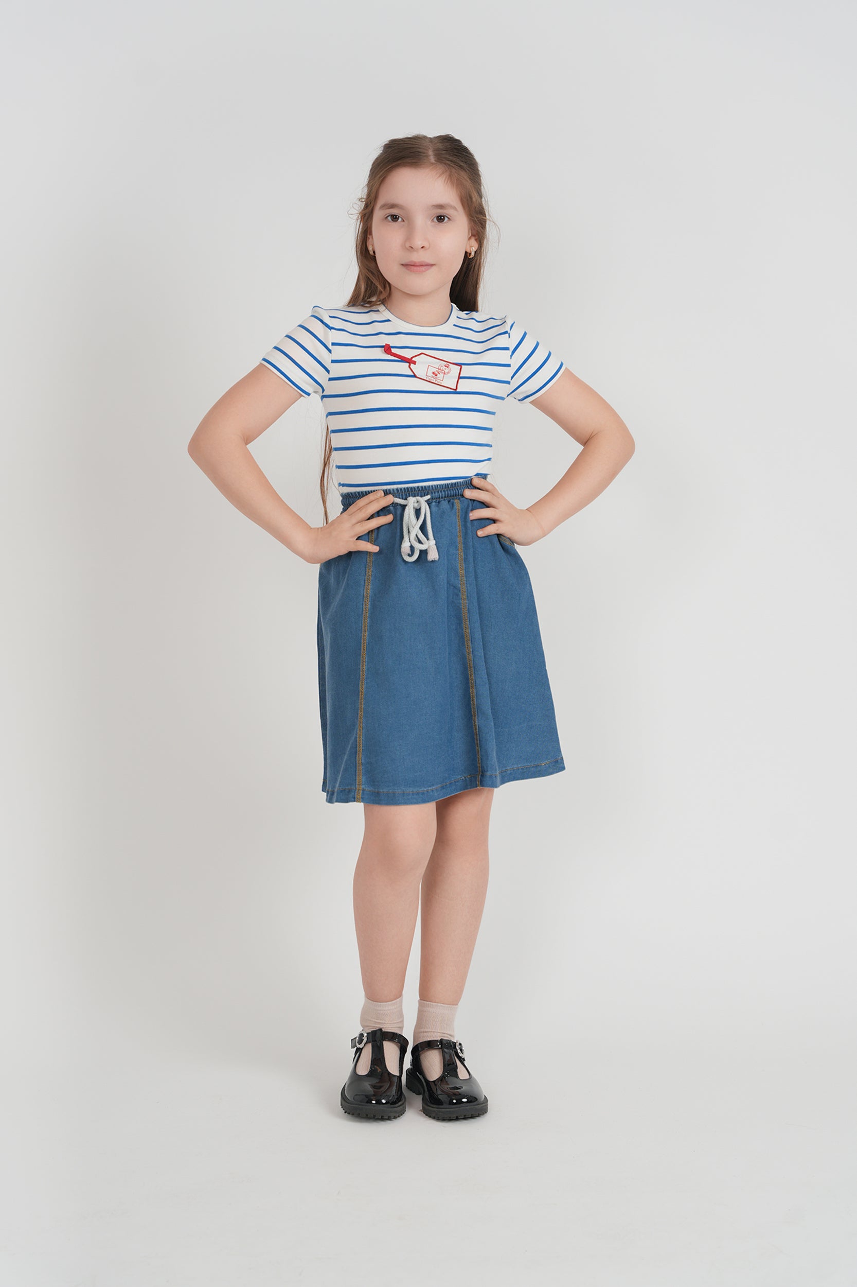 Striped Tag Applique Top in by Jolie Capri