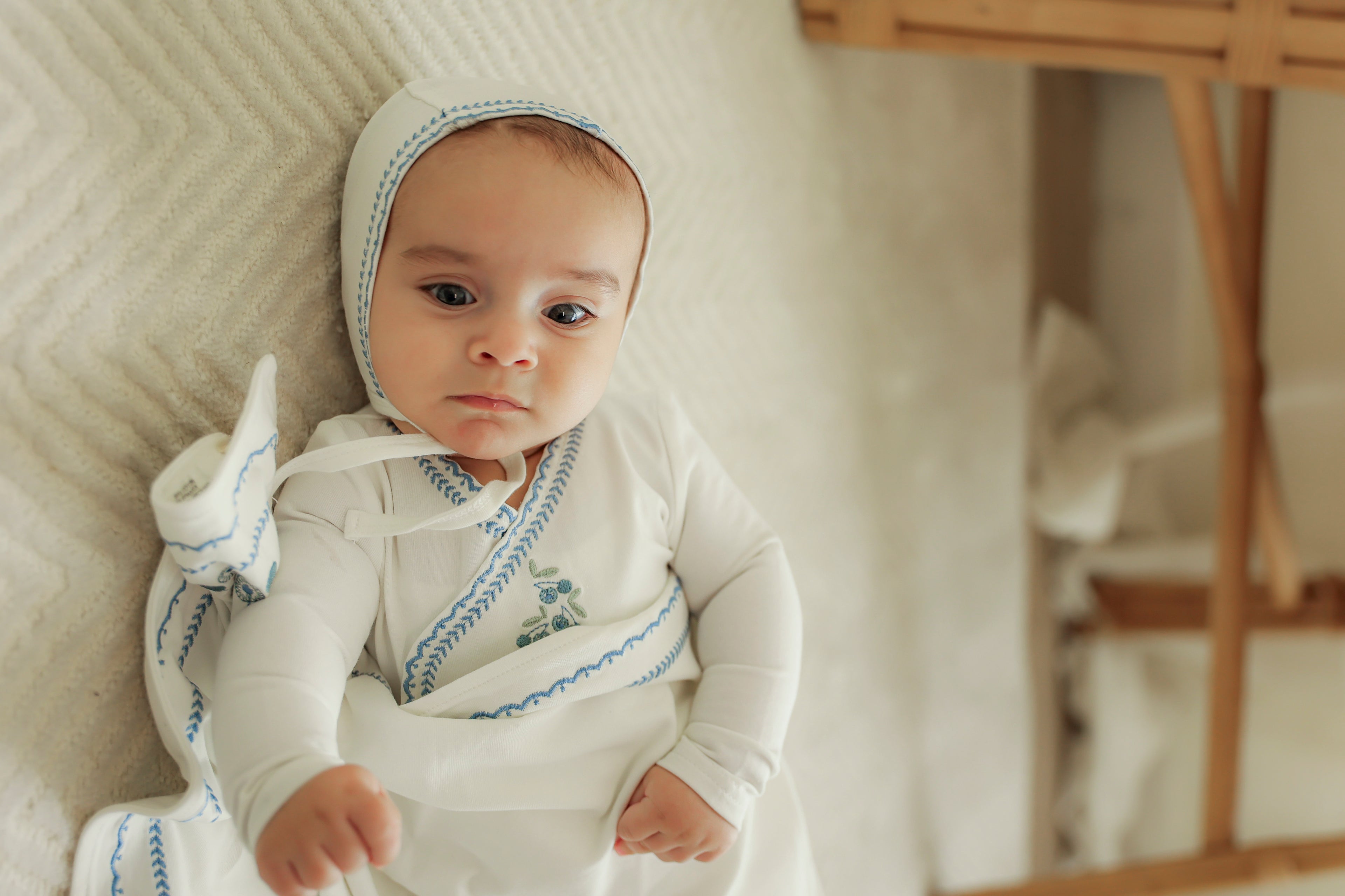 Cherry Embroidered Onesie in by Bebe Bella