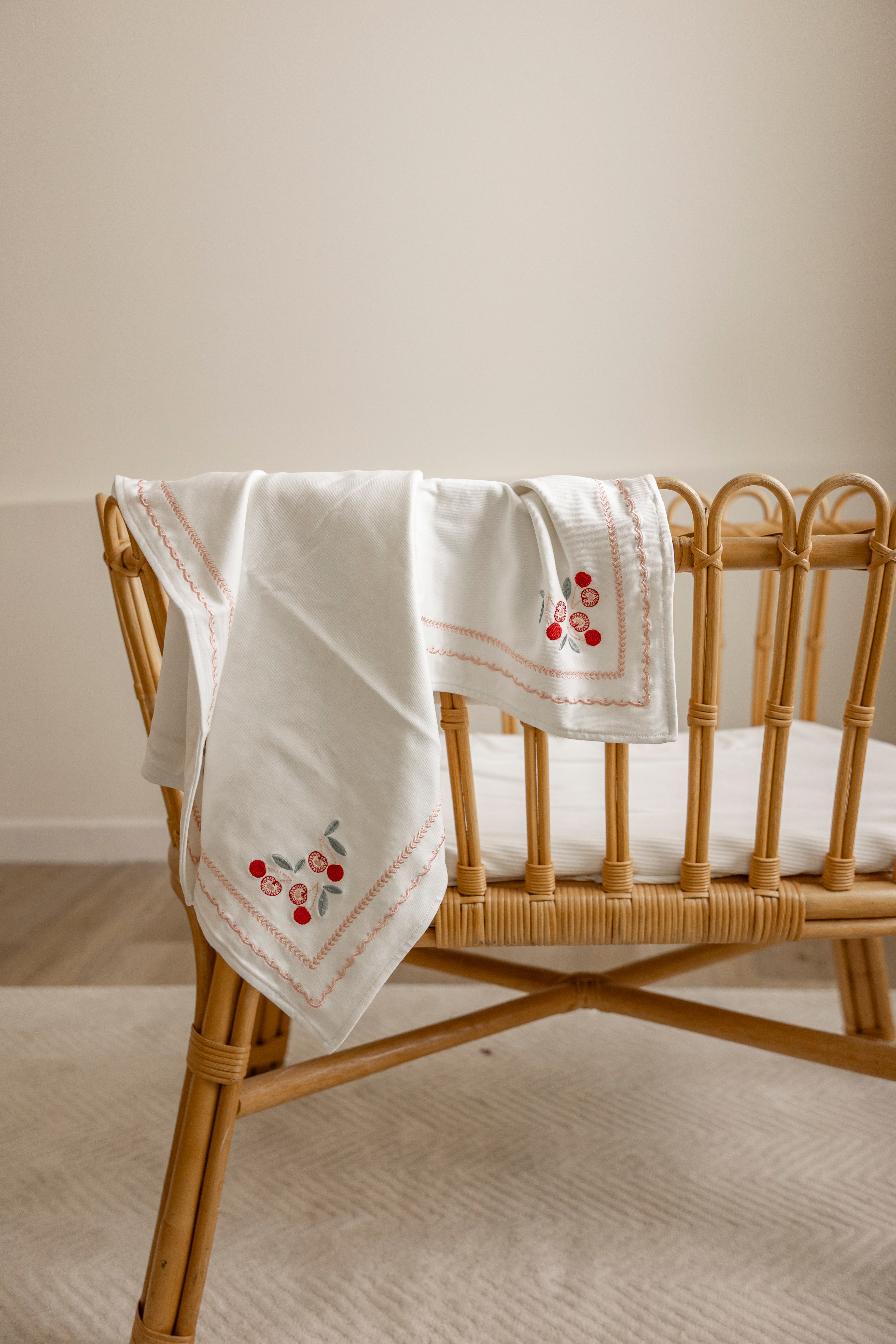 Cherry Embrodiered Blanket in by Bebe Bella