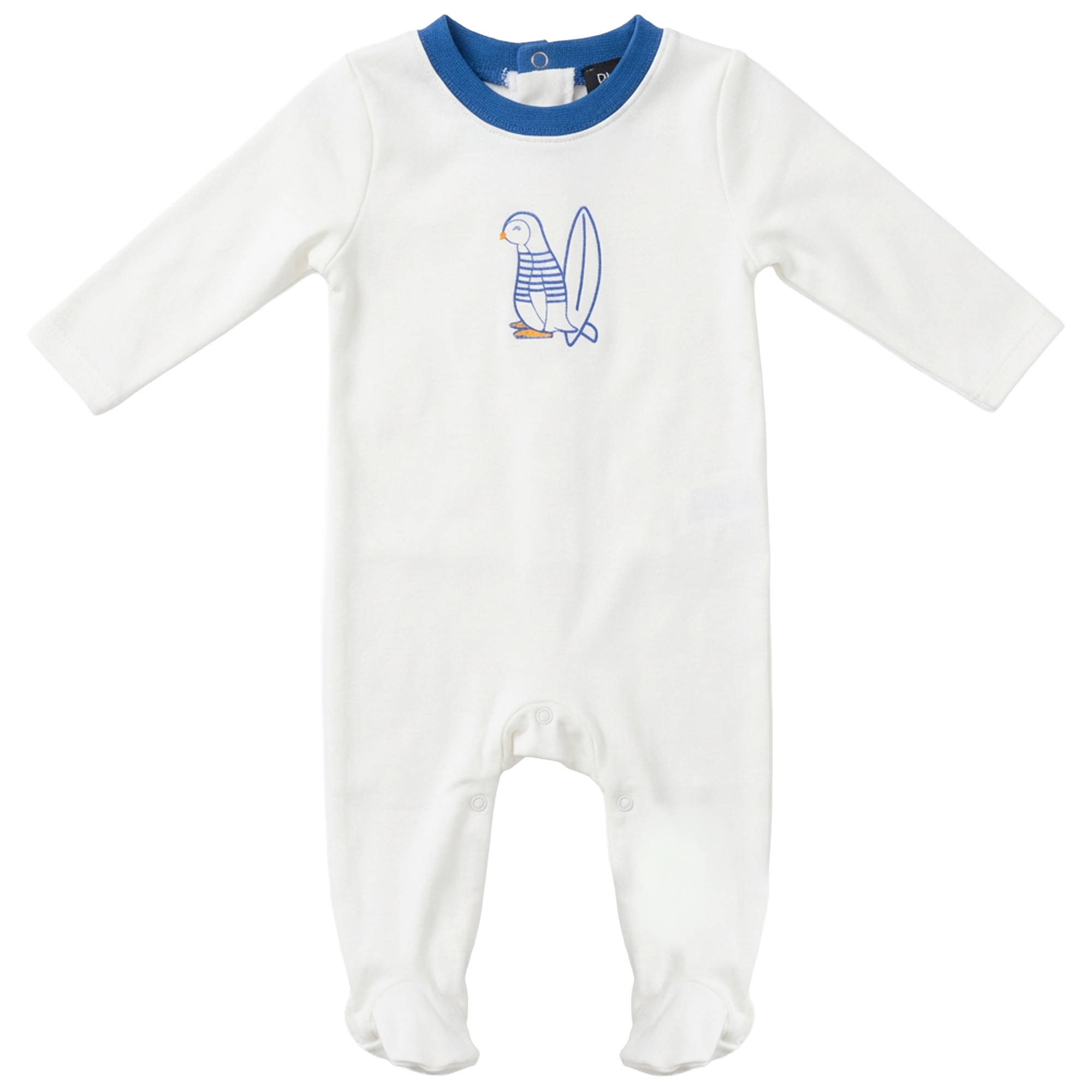Surfing Sunday Penguin Onesie in Off White Blue by Puddles
