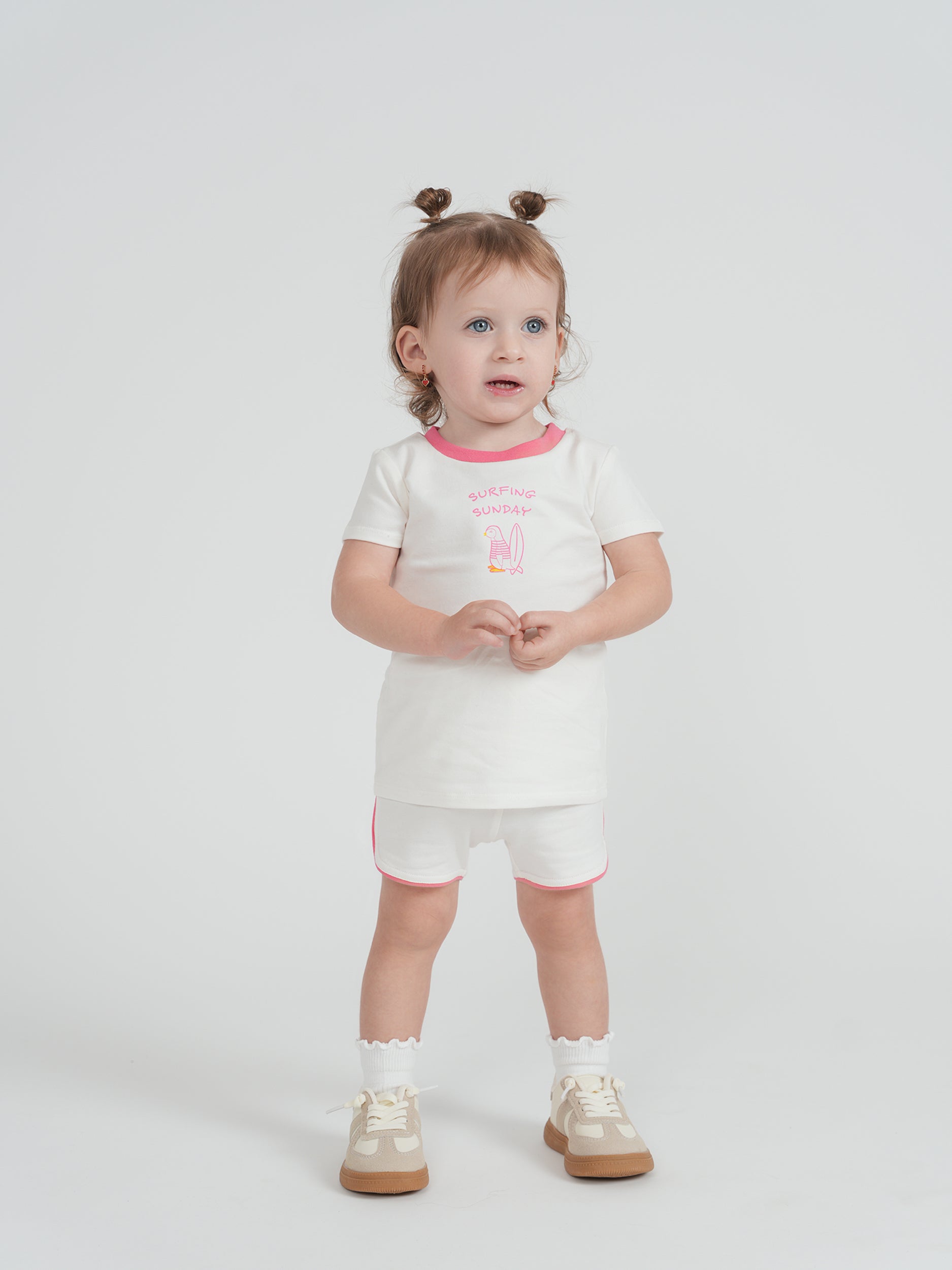 Surfing Sunday Penguin Set in by Puddles