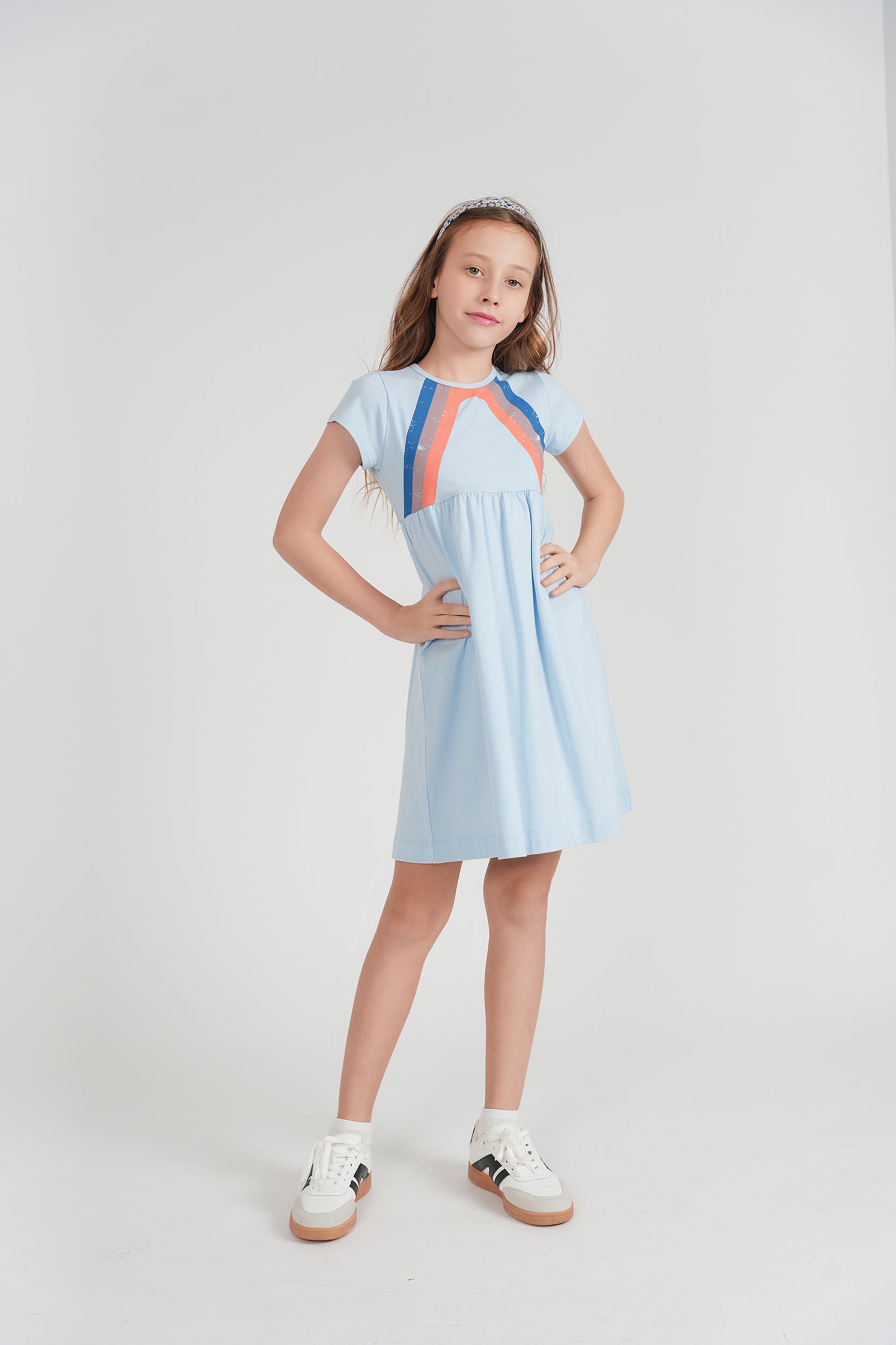 Multi Color Stripe Dress in by Puddles