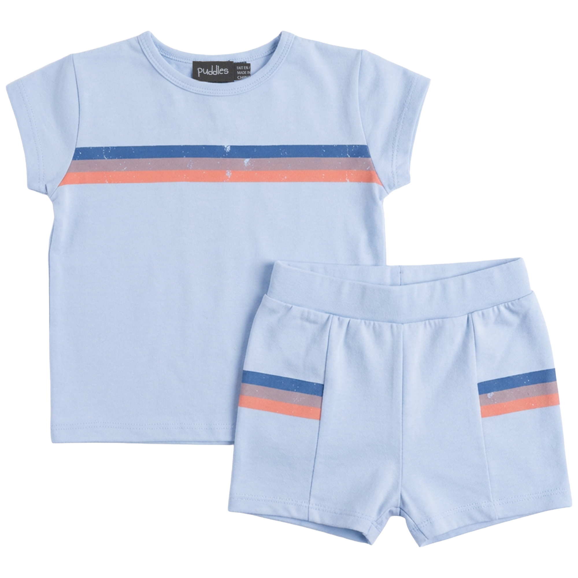 Multi Color Stripe Set in Blue by Puddles