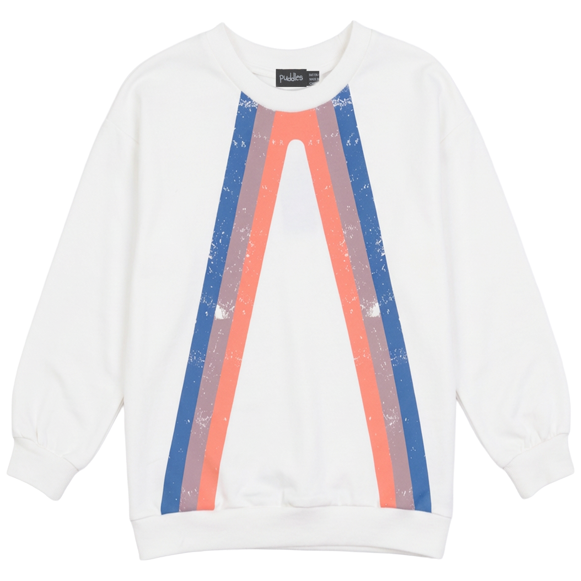 Multi Color Stripe Sweatshirt in Ivory by Puddles
