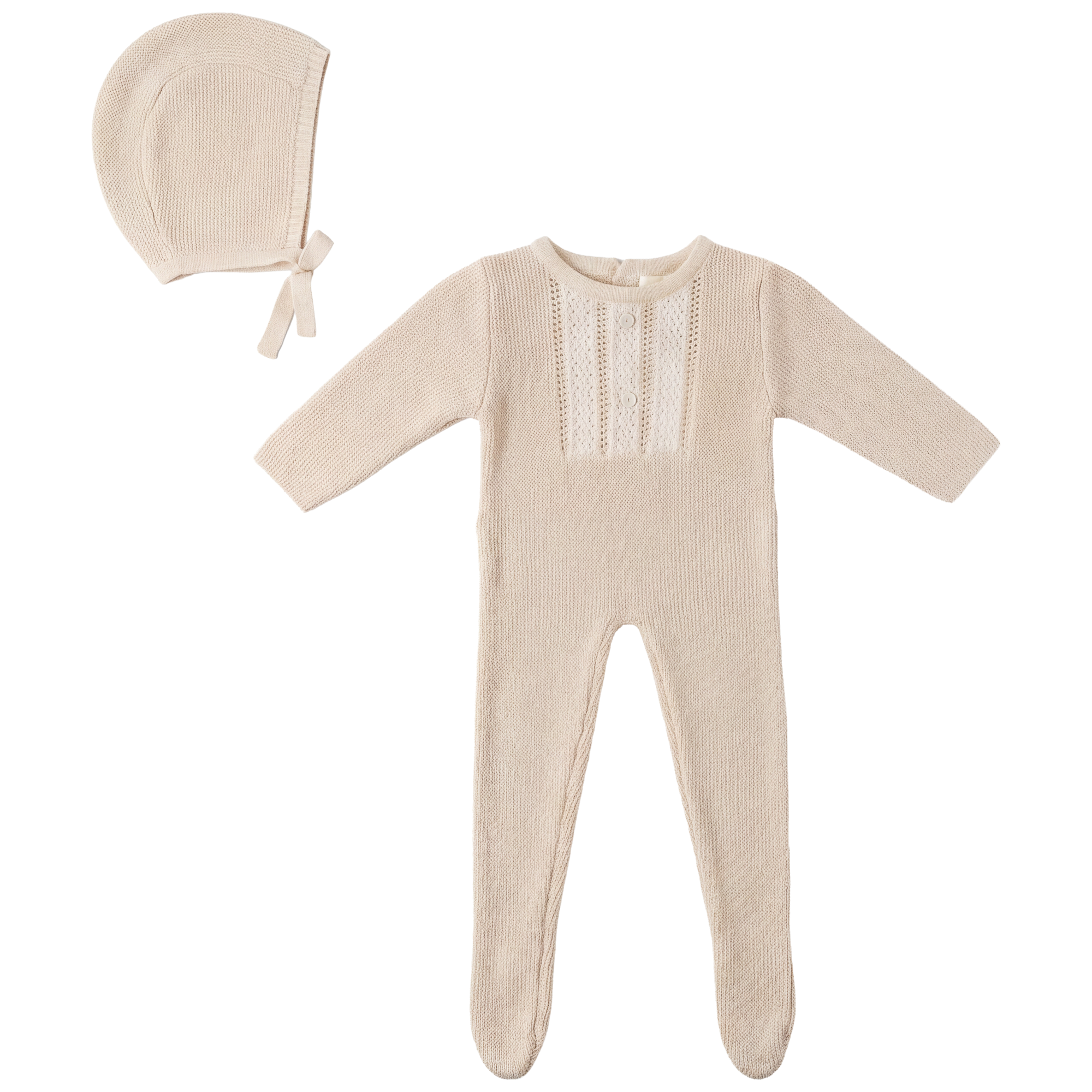 Striped Pointel knit Onesie in Beige by Bebe Bella