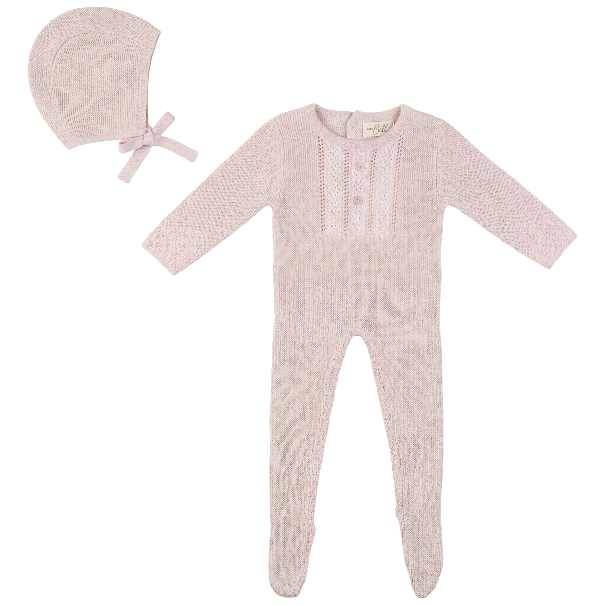 Striped Pointel knit Onesie in Primrose by Bebe Bella