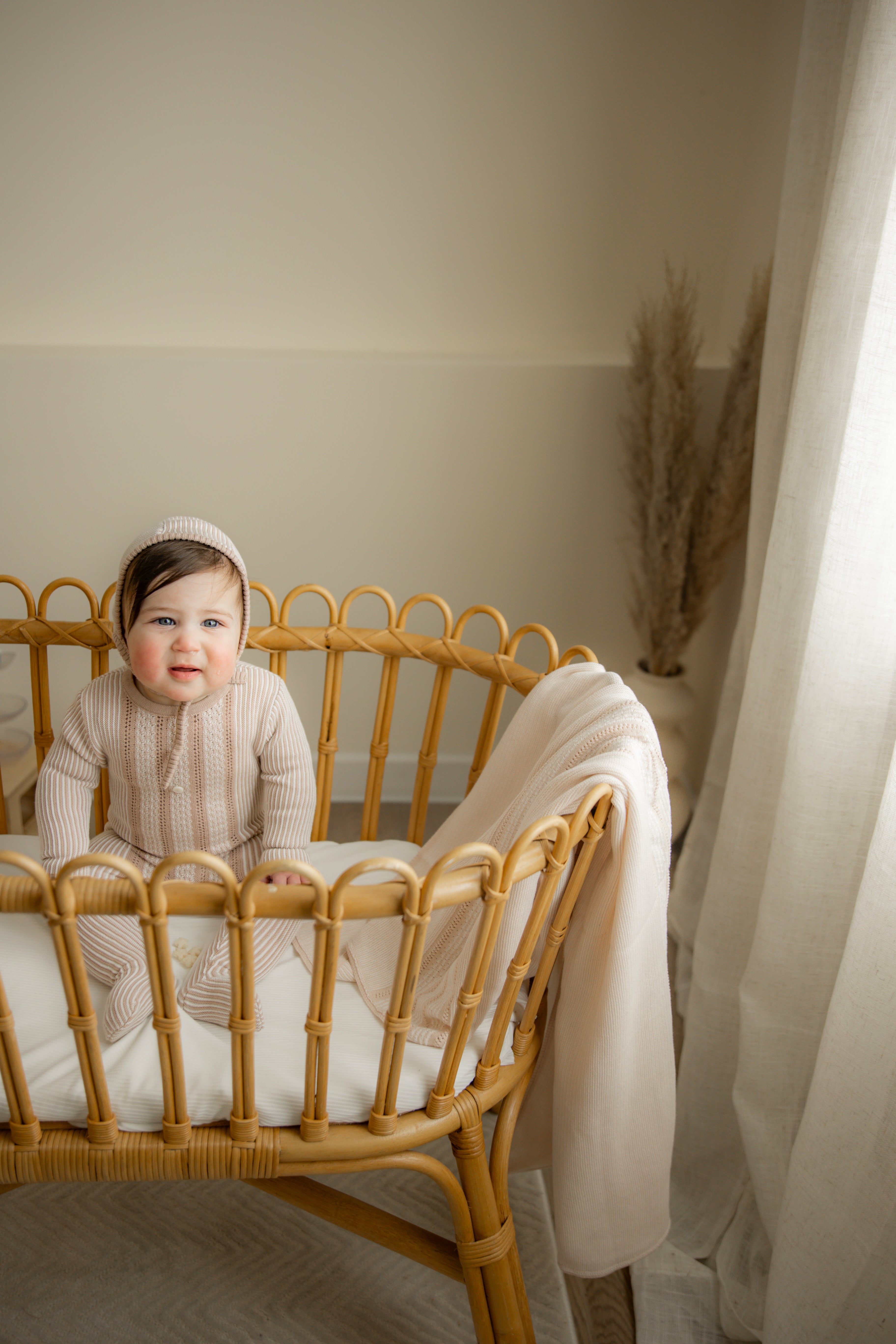 Striped Pointel knit Onesie in by Bebe Bella