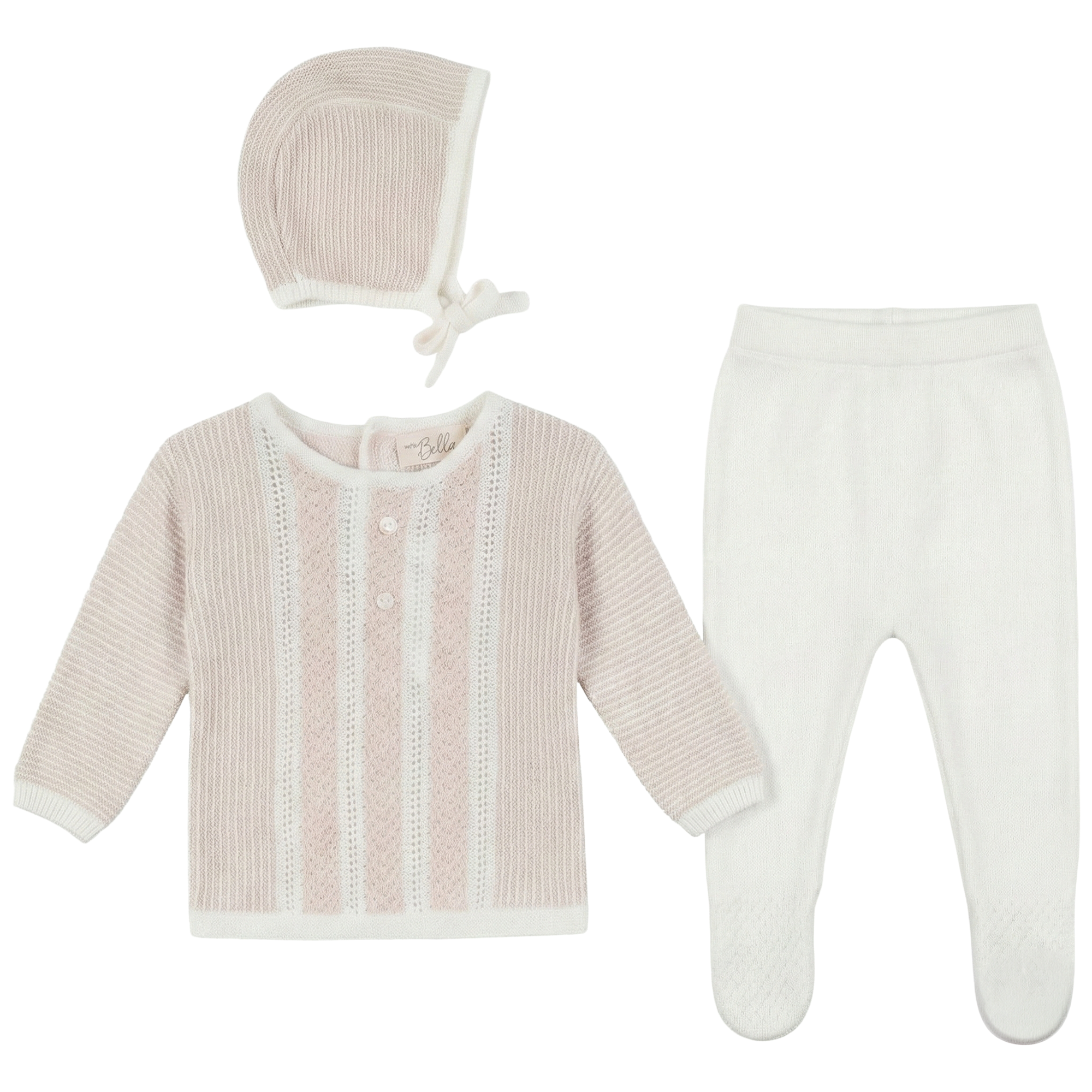 Striped Pointel Set in White by Bebe Bella