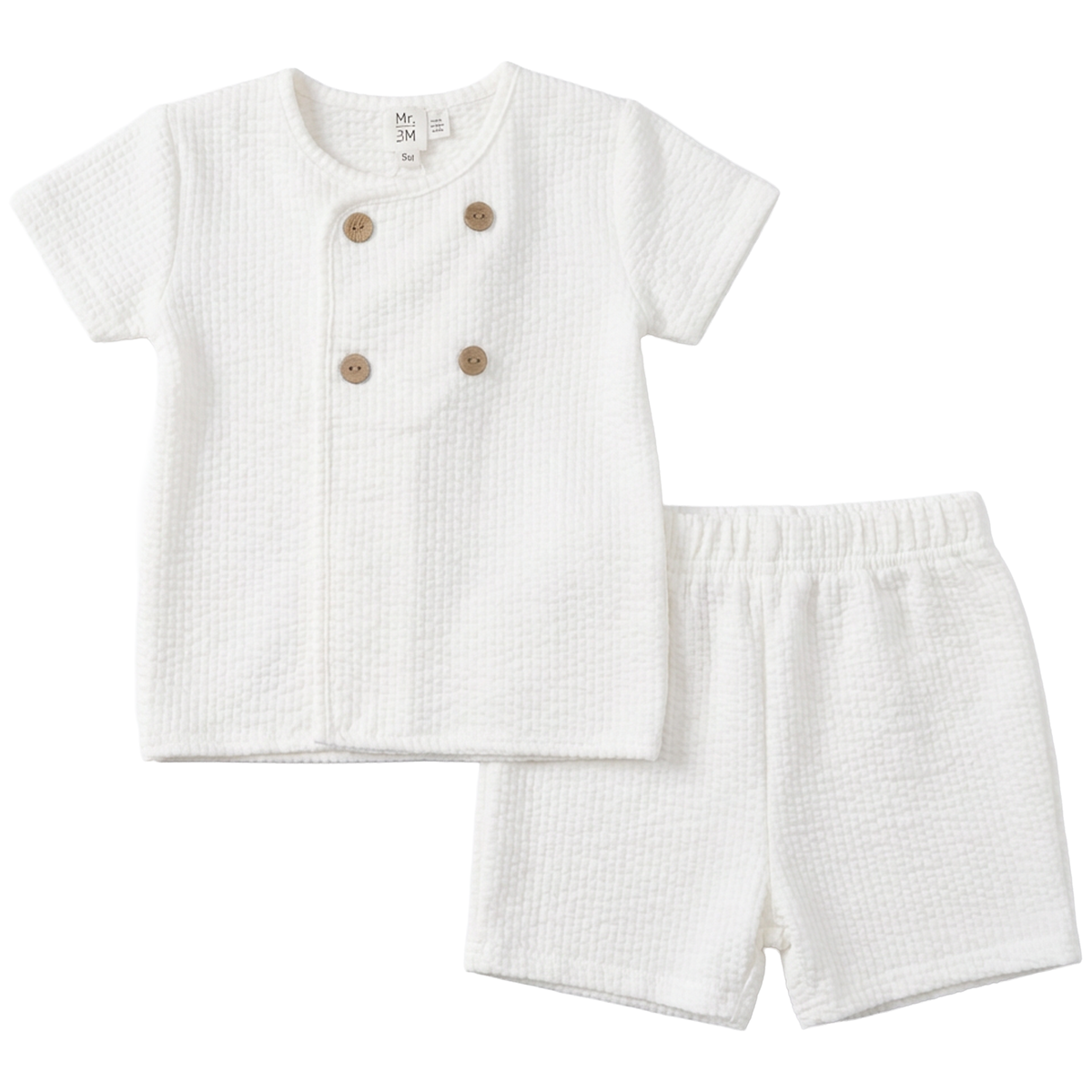 Seersuccker Wrap Set in Off White by Mr. Mr.