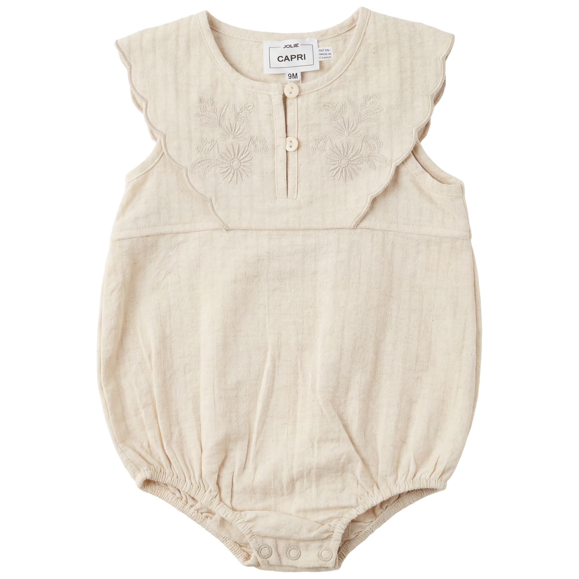 Floral Embroidered Linen Bubble in Linen by Jolie Capri