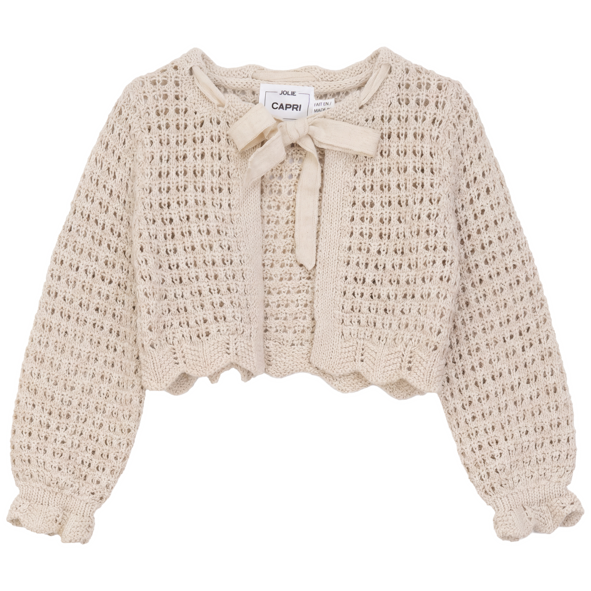 Scallop Linen Cardigan in Dark Almond by Jolie Capri