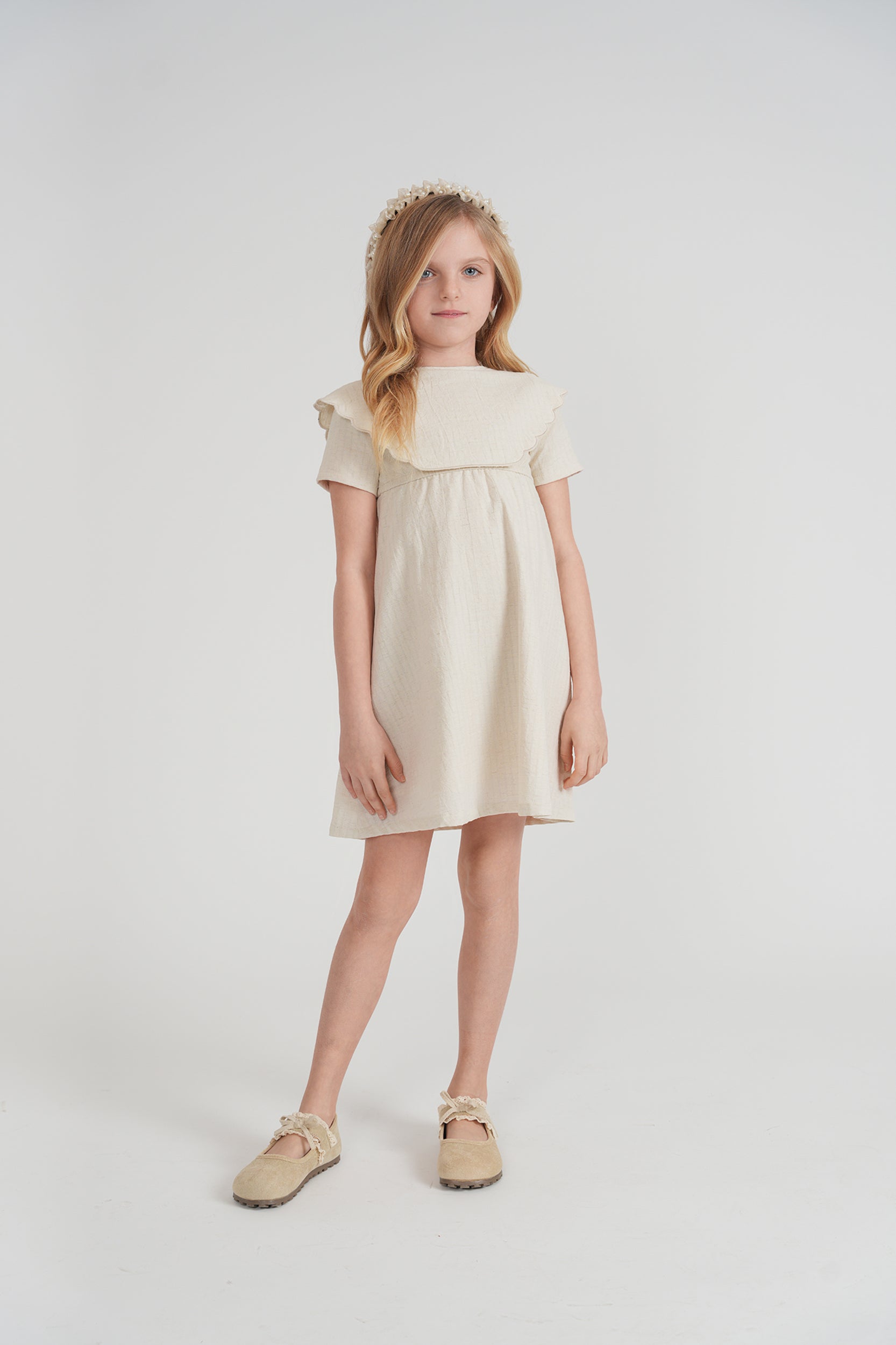 Floral Embroidered Linen Dress in by Jolie Capri