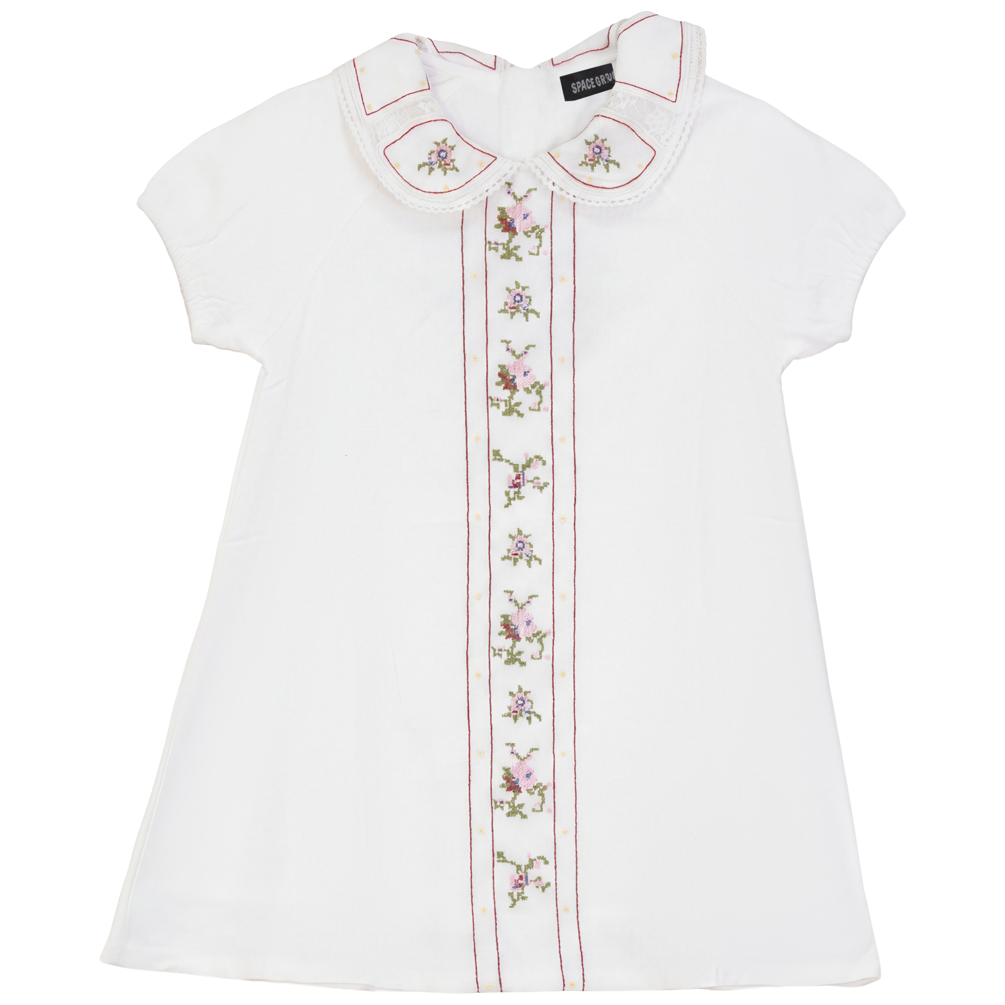 Cotton Embroidered Dress in Ivory by Space Grey