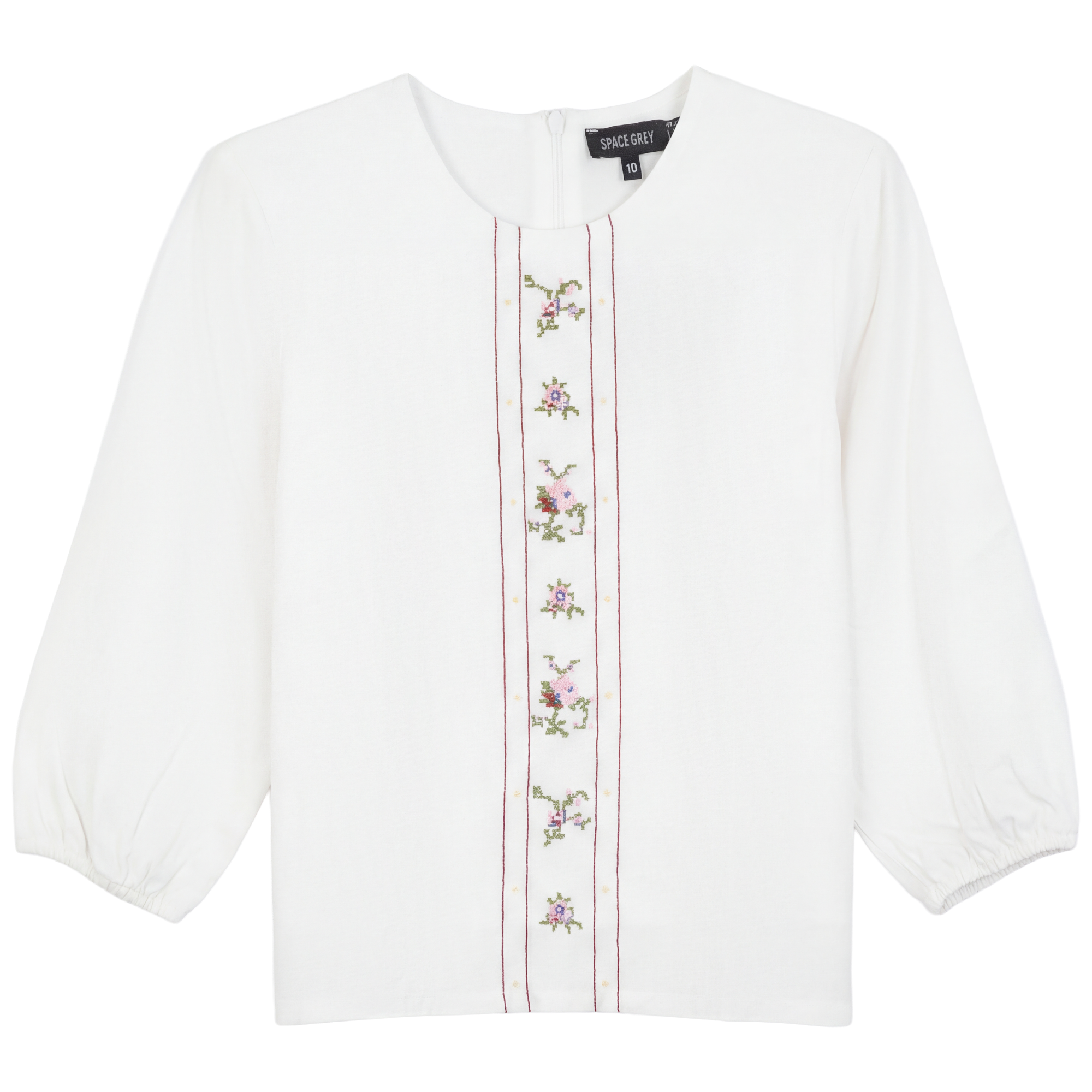 Cotton Embroidered Skirt Set in Ivory by Space Grey