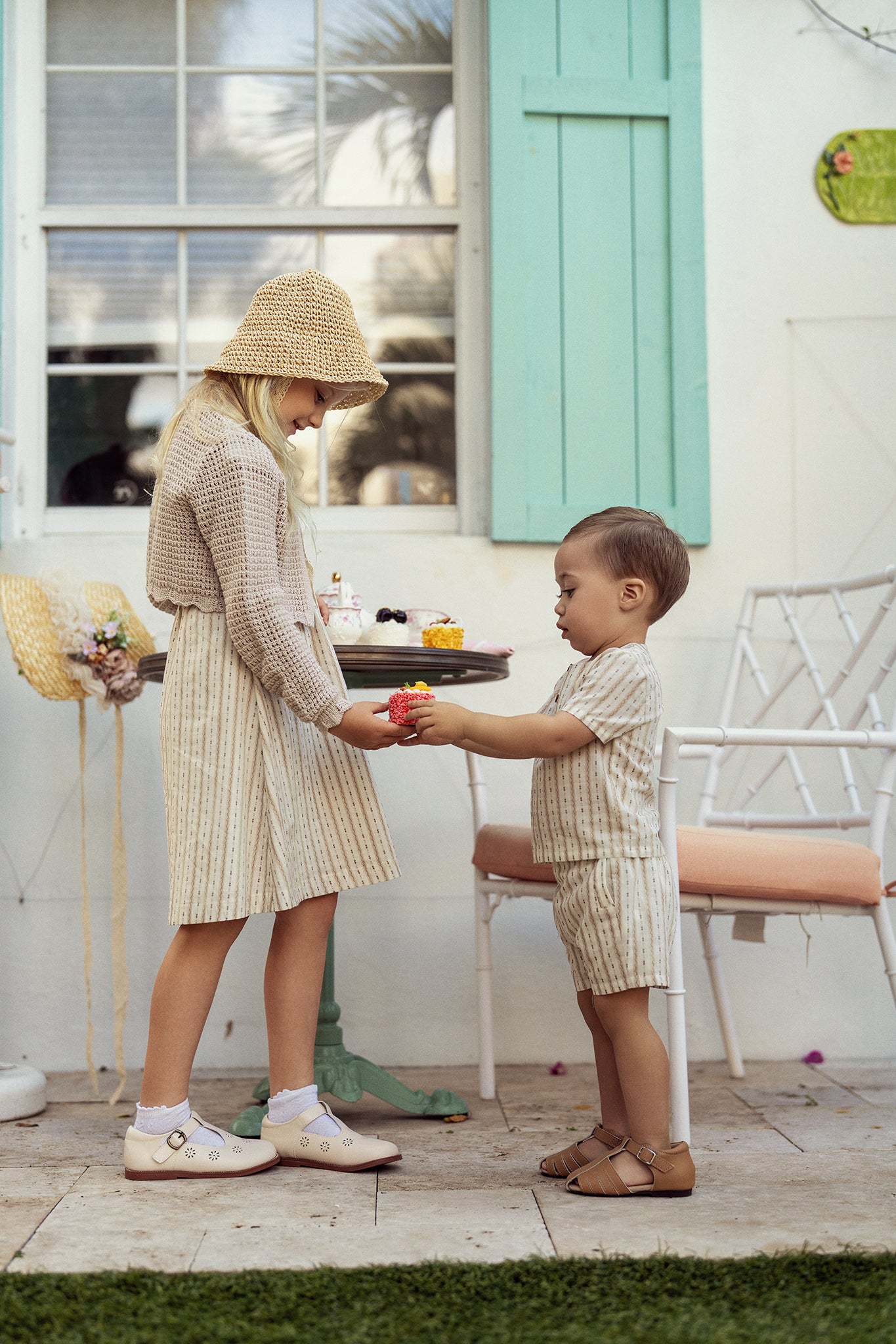 Striped Woven Shorts Set in by Jolie Capri