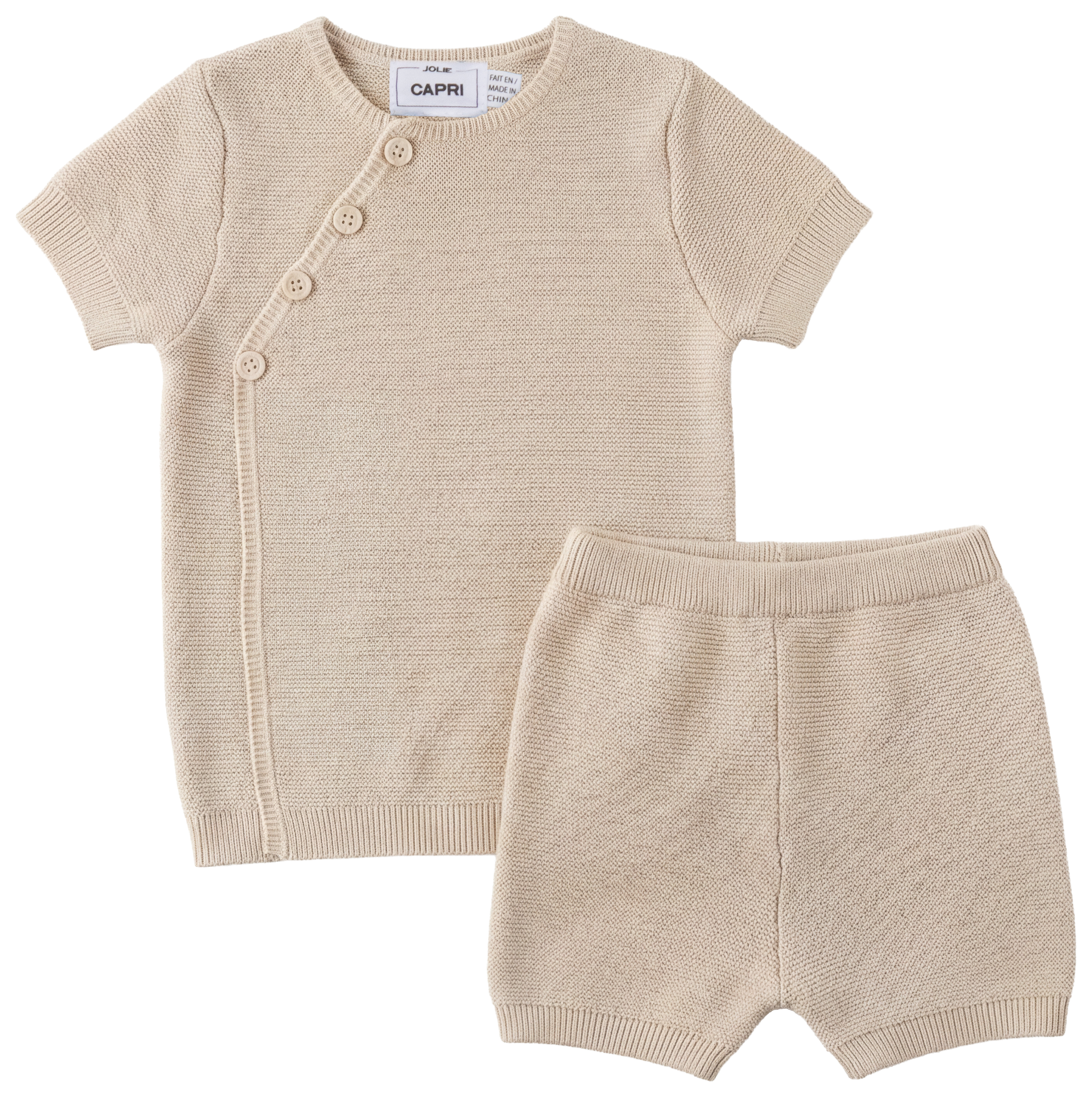 Wrap Cotton Knit Shorts Set in Dark Almond by Jolie Capri