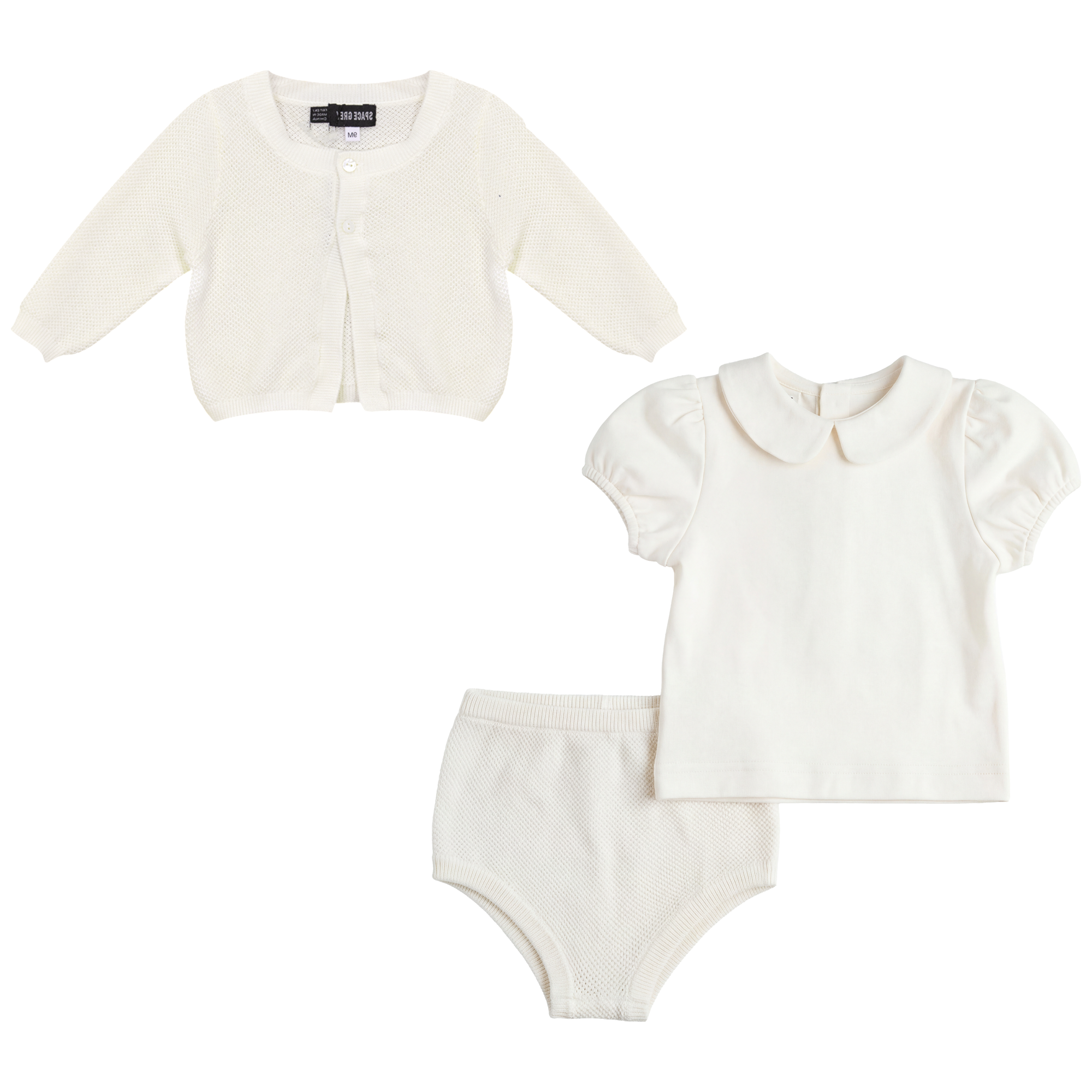 Textured Knit Shorts Set in Ivory by Space Grey