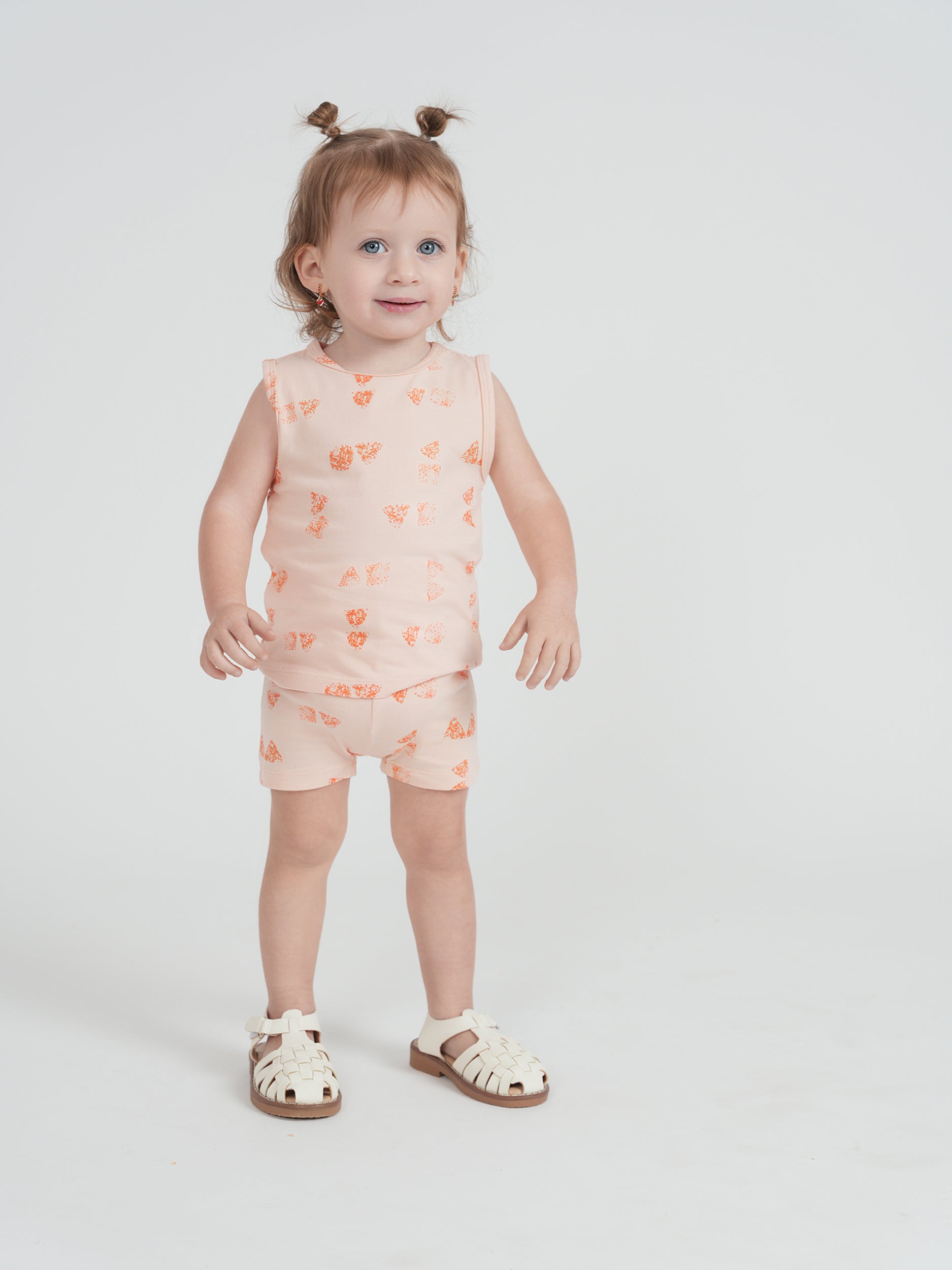 Faded Print Vest Shorts Set in by Puddles