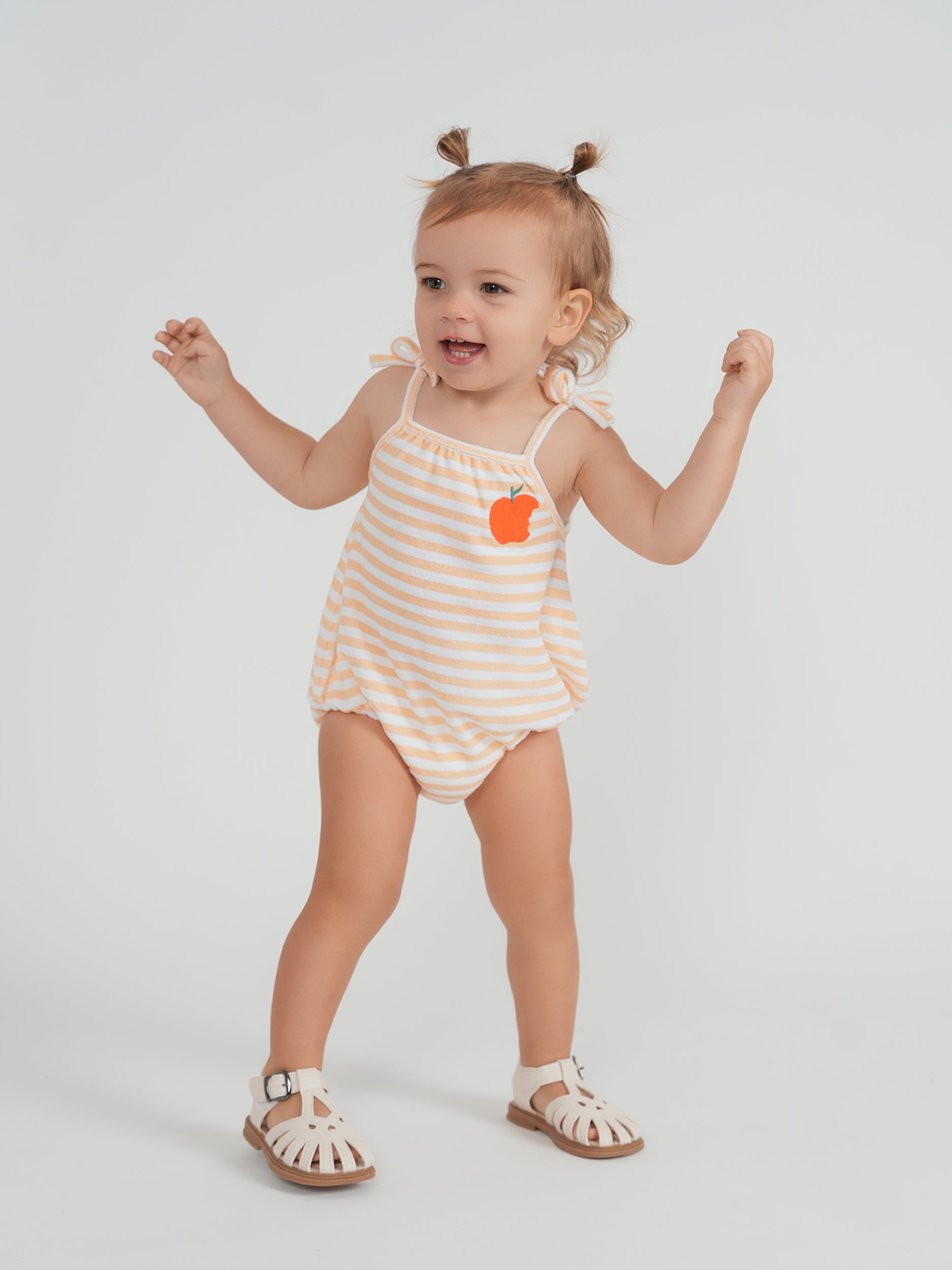 Terry Peach Stripped Bubble in by Puddles