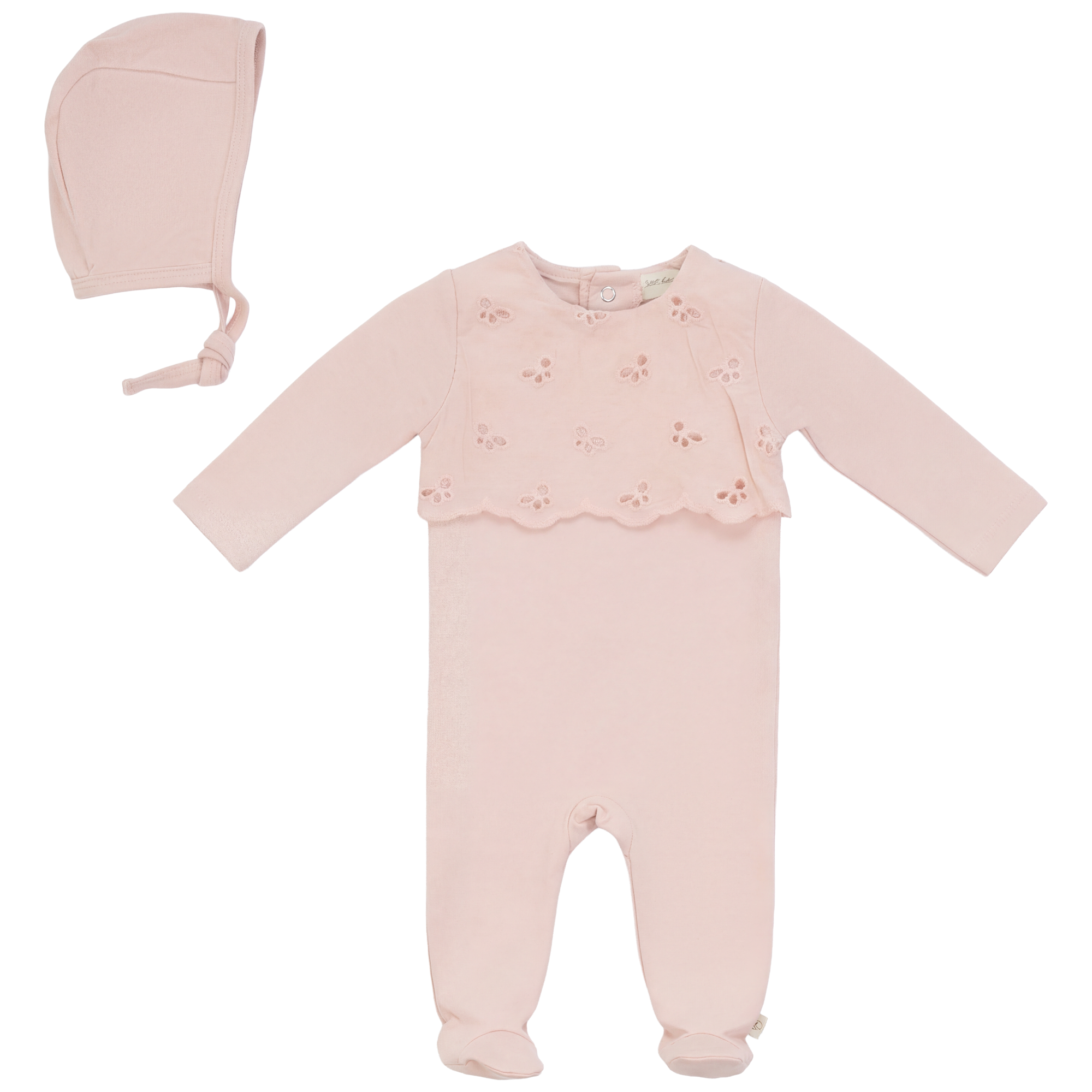 Eyelet Onesie in Soft Pink by Bebe Bella