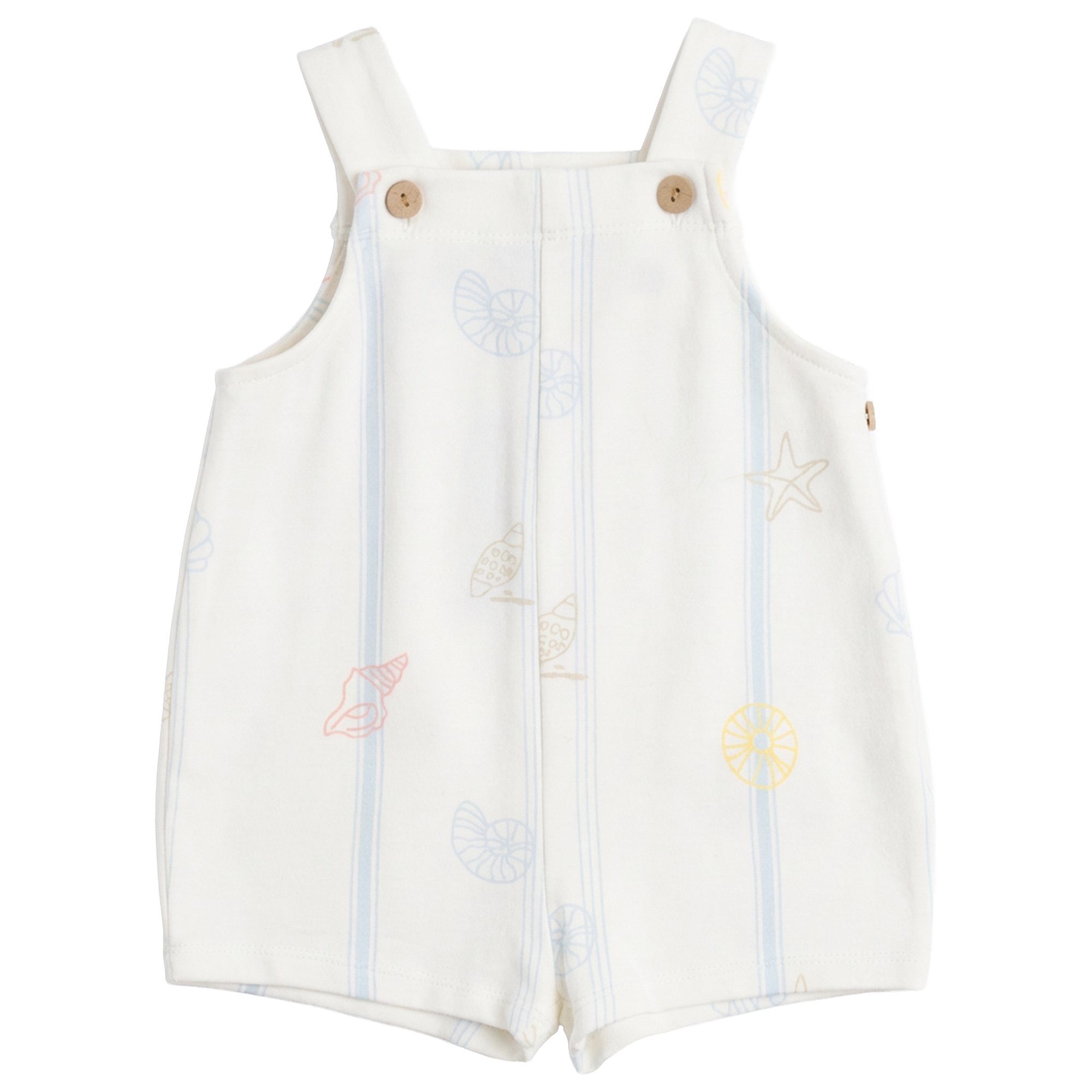 SeaShell Printed Overalls in Ivory Blue by Puddles
