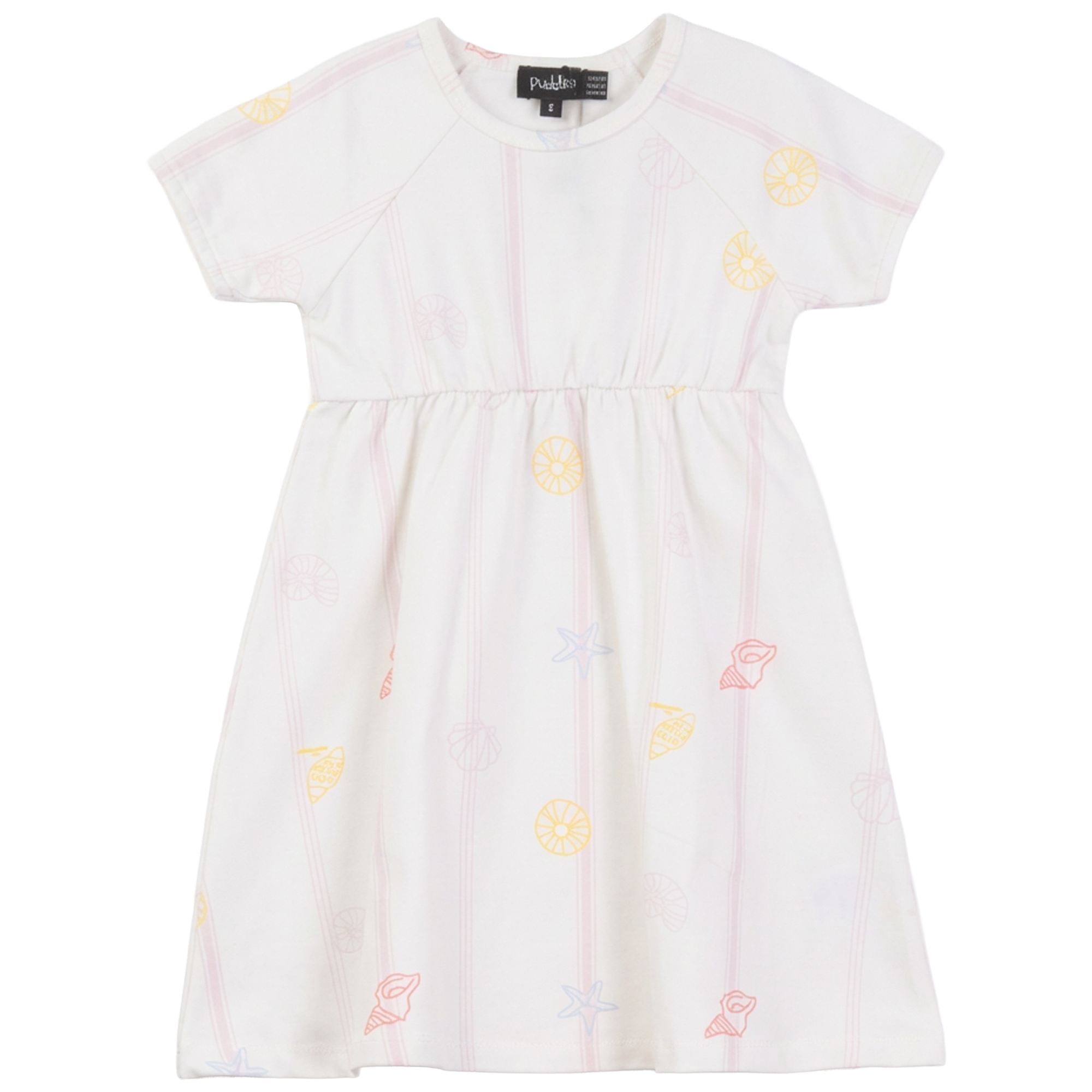 SeaShell Printed Dress in Ivory Pink by Puddles
