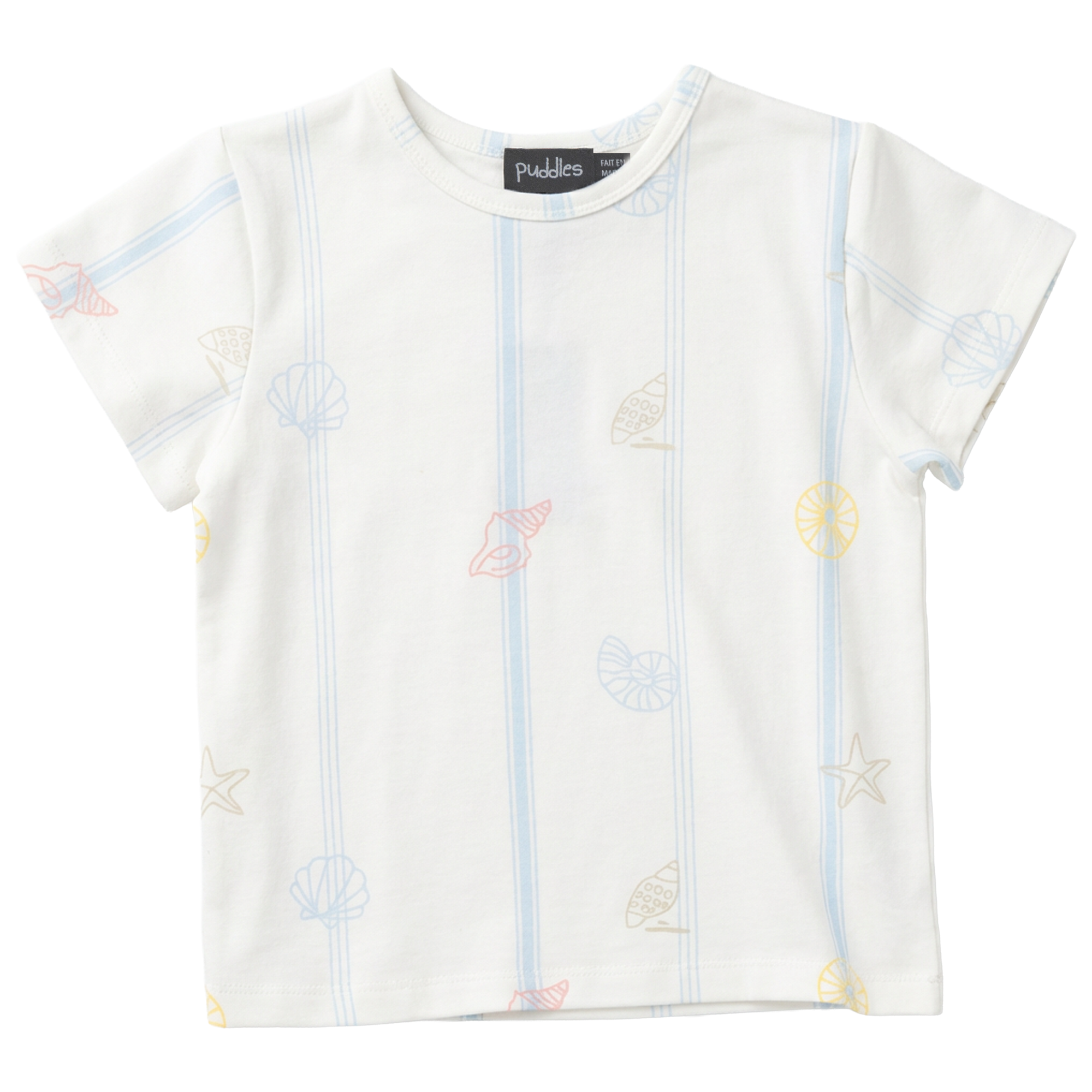 SeaShell Printed Tshirt in Ivory Blue by Puddles