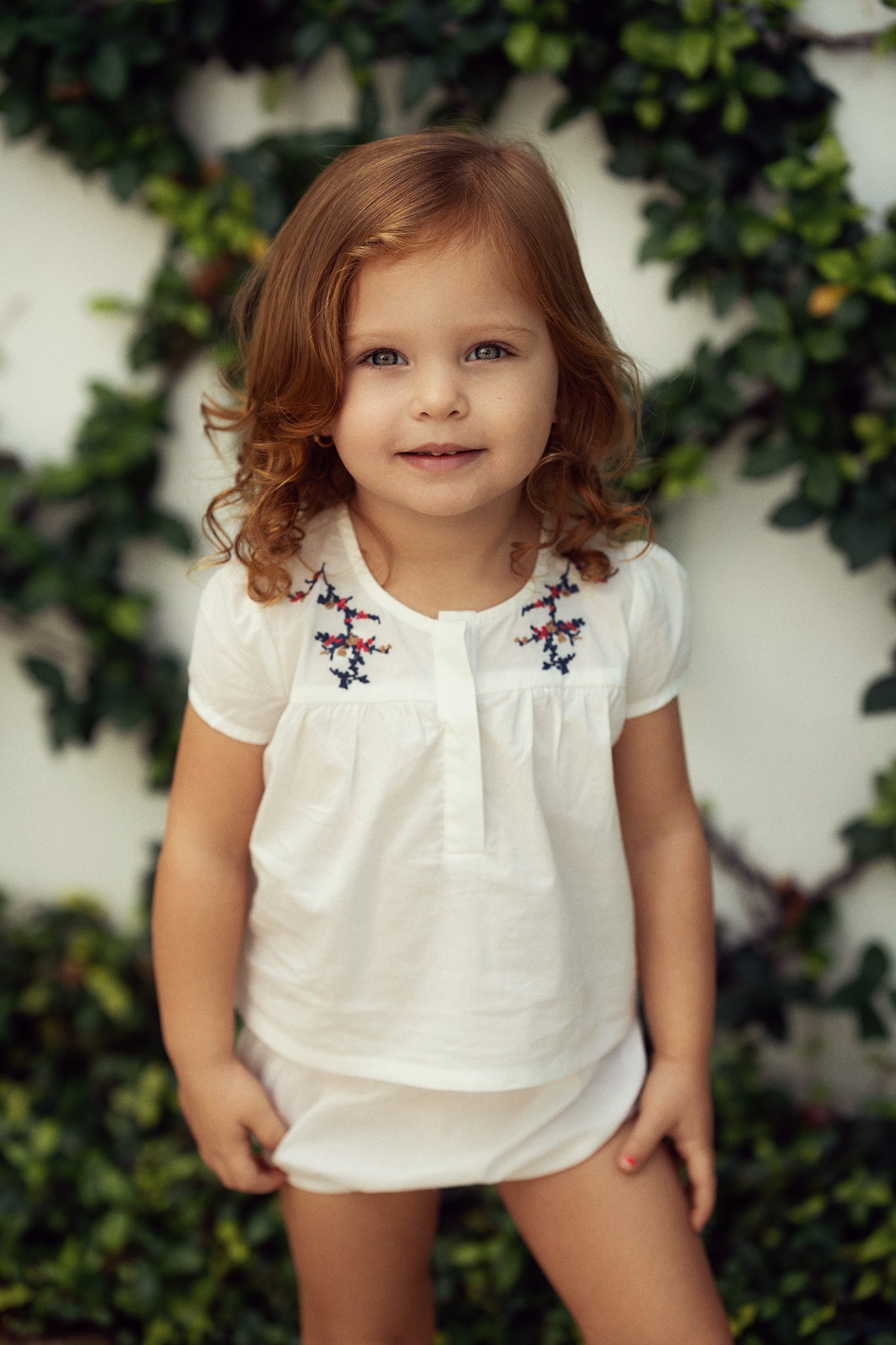 Floral Emboidered Woven Set in by Space Grey