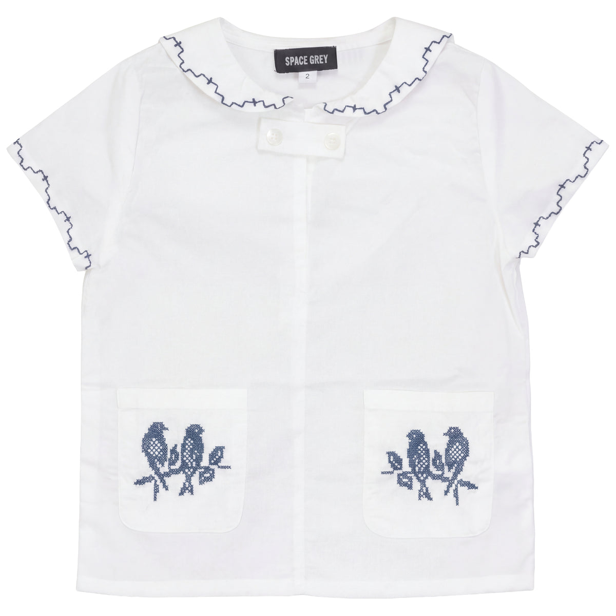 Sailor Embroidered Shirt in White by Space Grey