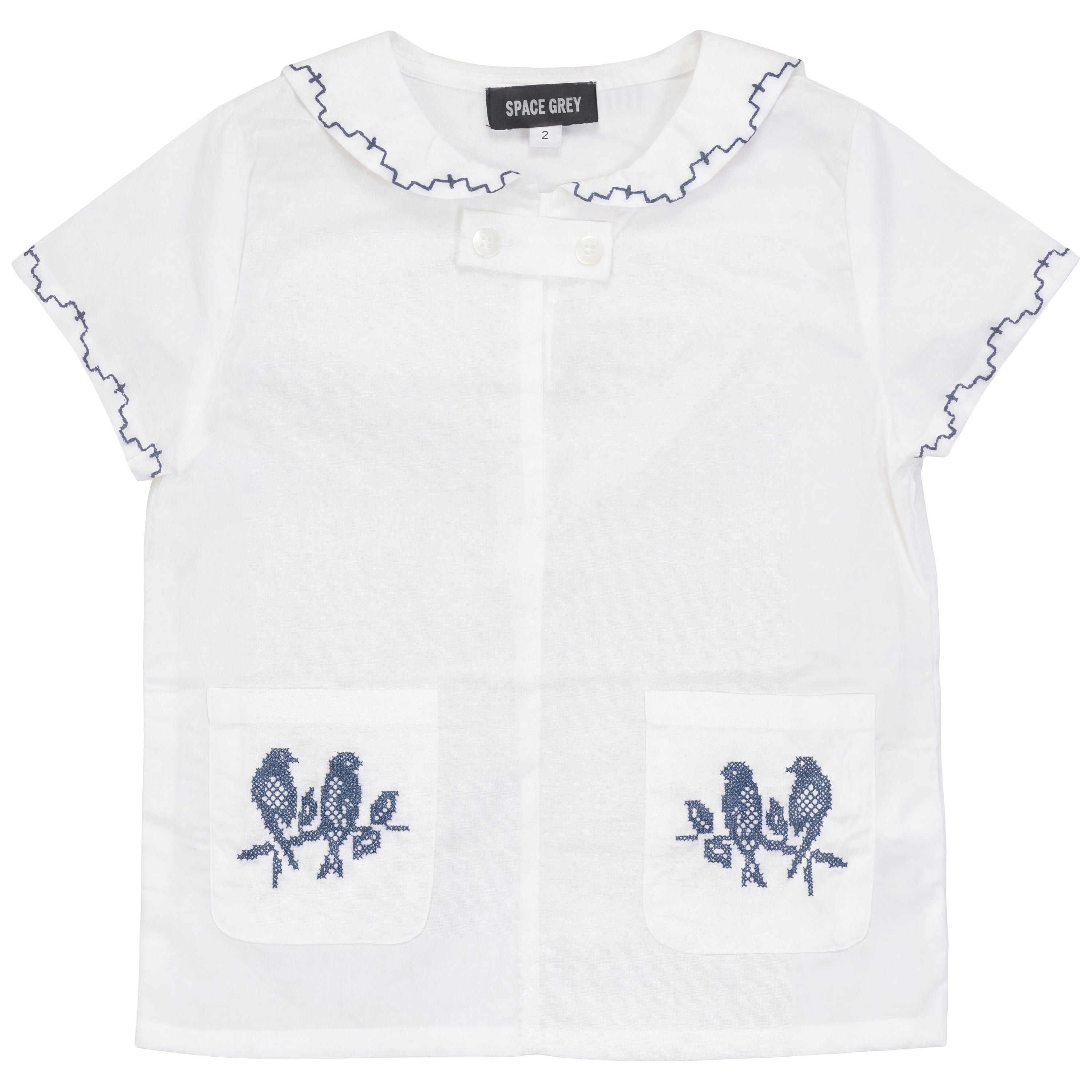 Sailor Embroidered Shirt in White by Space Grey
