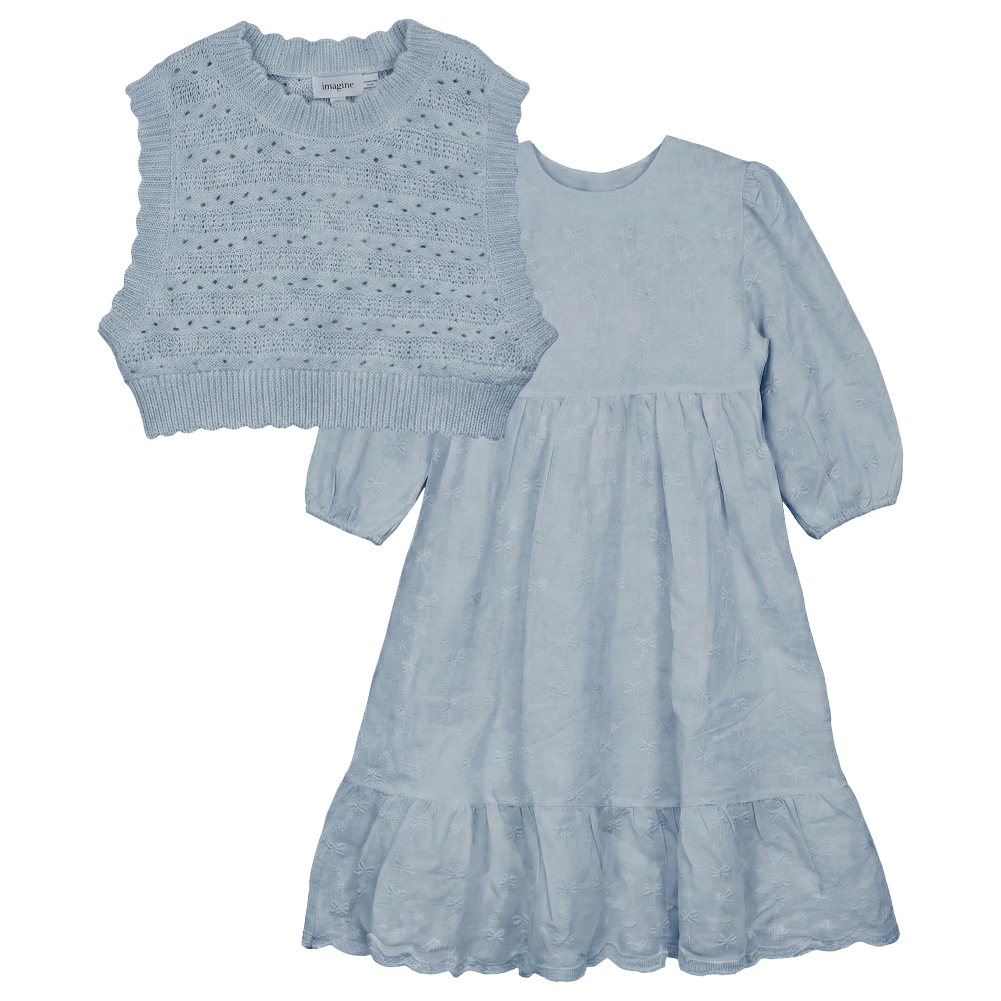 Embroiderered Cotton Dress Set in by Imagine