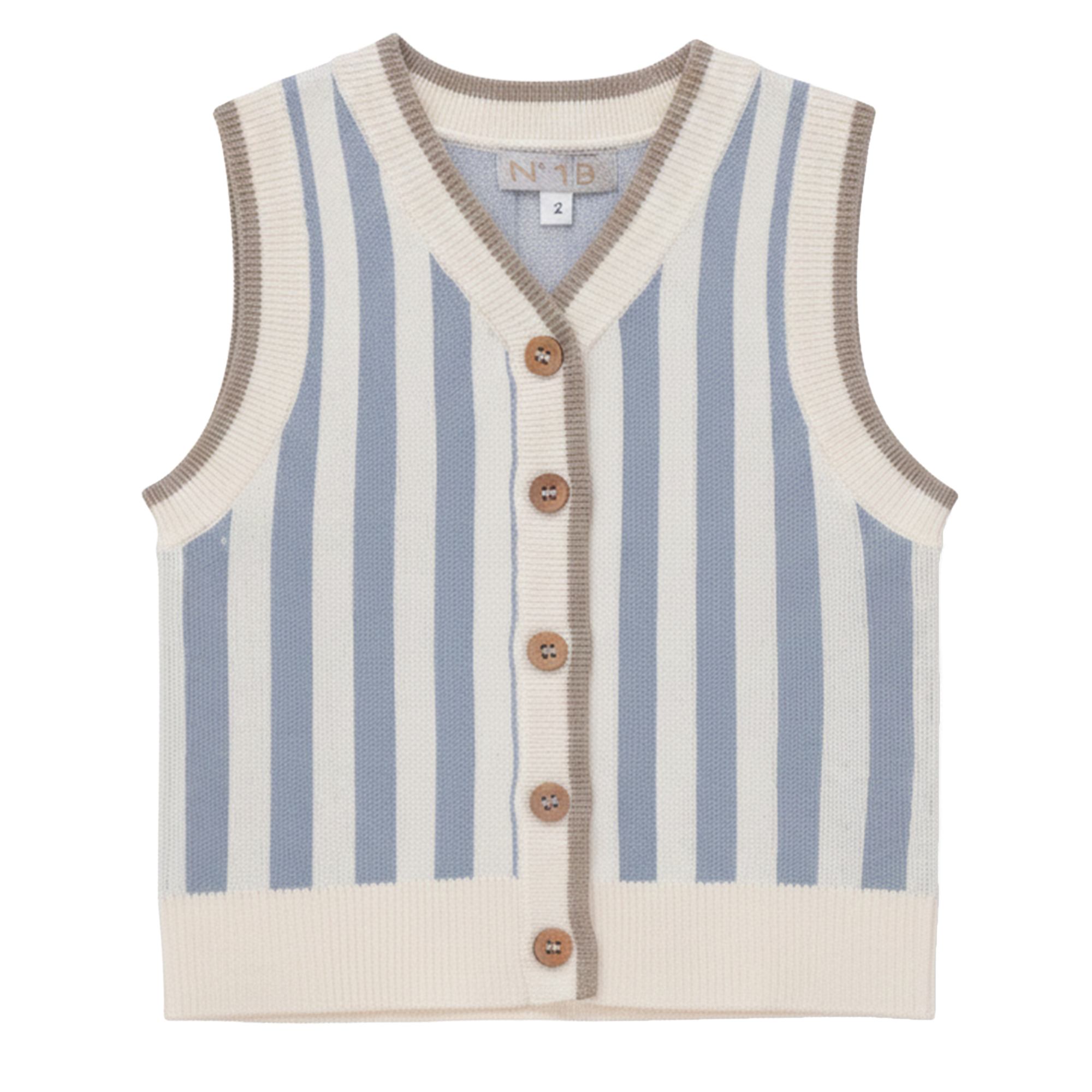 Striped Knit Vest in Dusty Blue Ivory by No18 Kids
