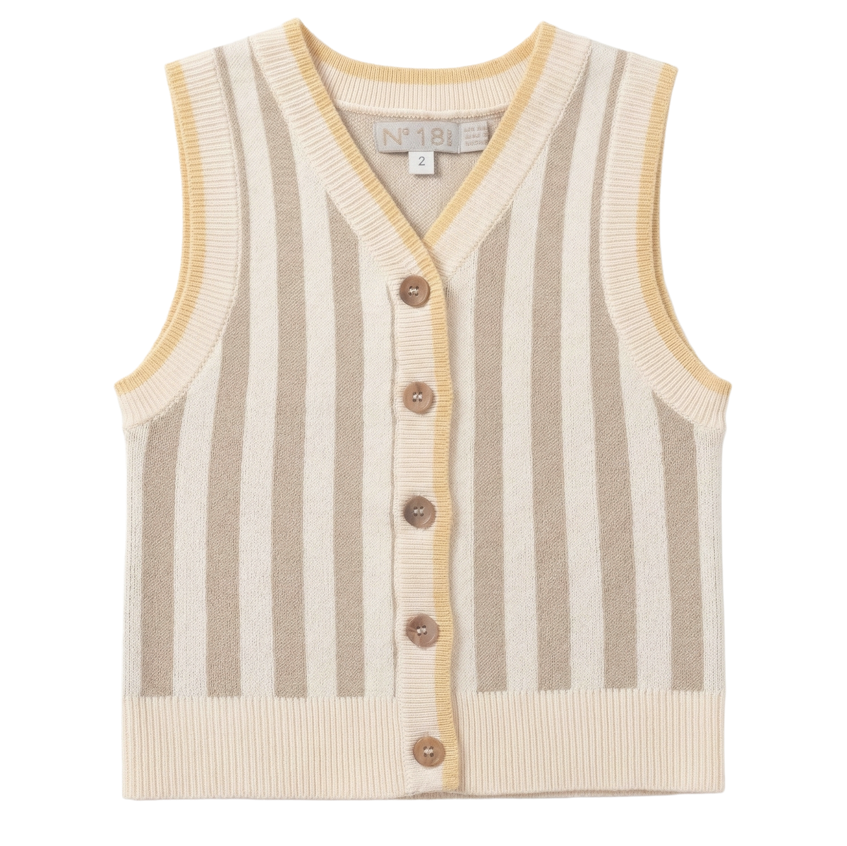 Striped Knit Vest in Sandstorm Ivory by No18 Kids