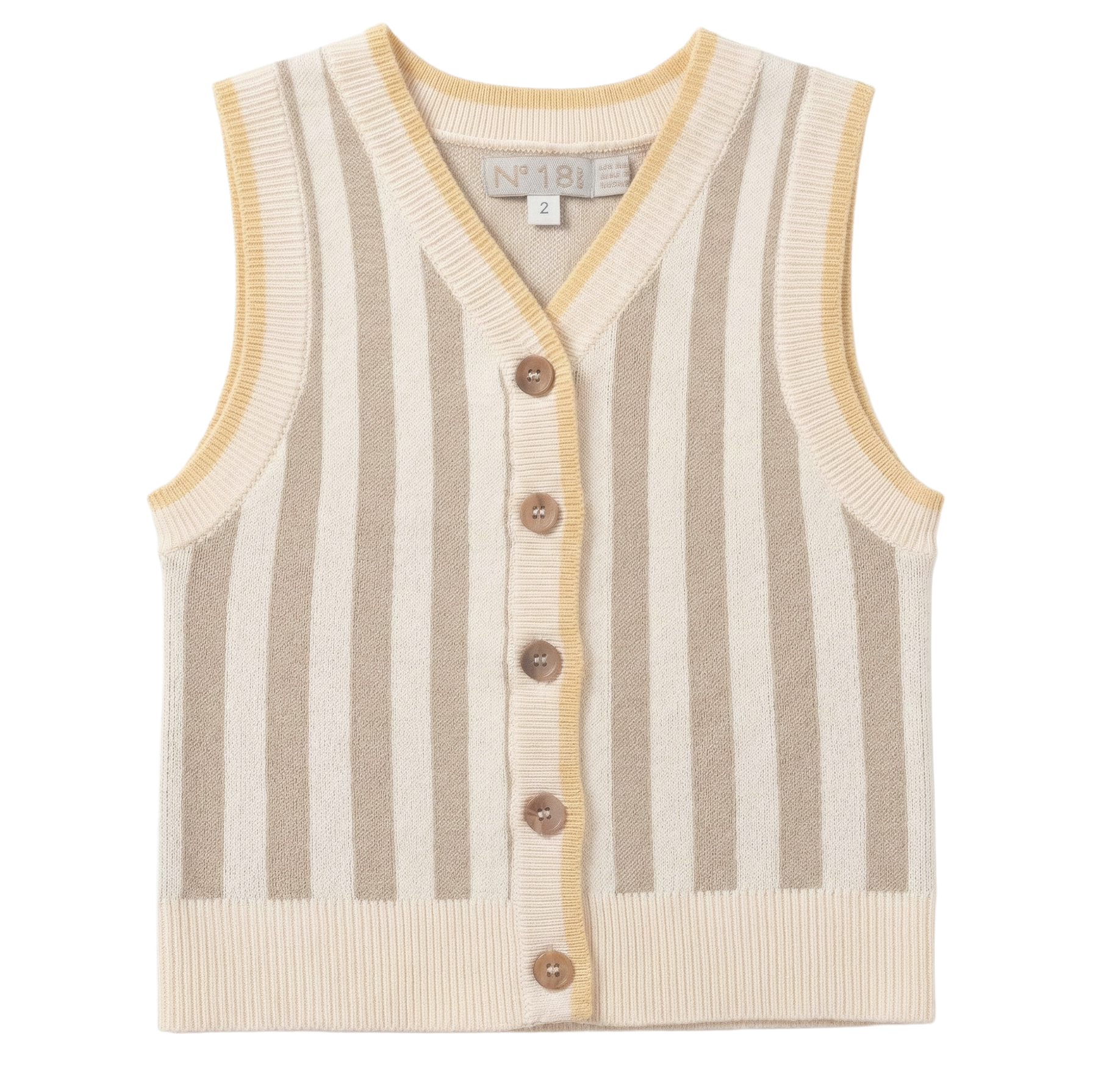 Striped Knit Vest in Sandstorm Ivory by No18 Kids