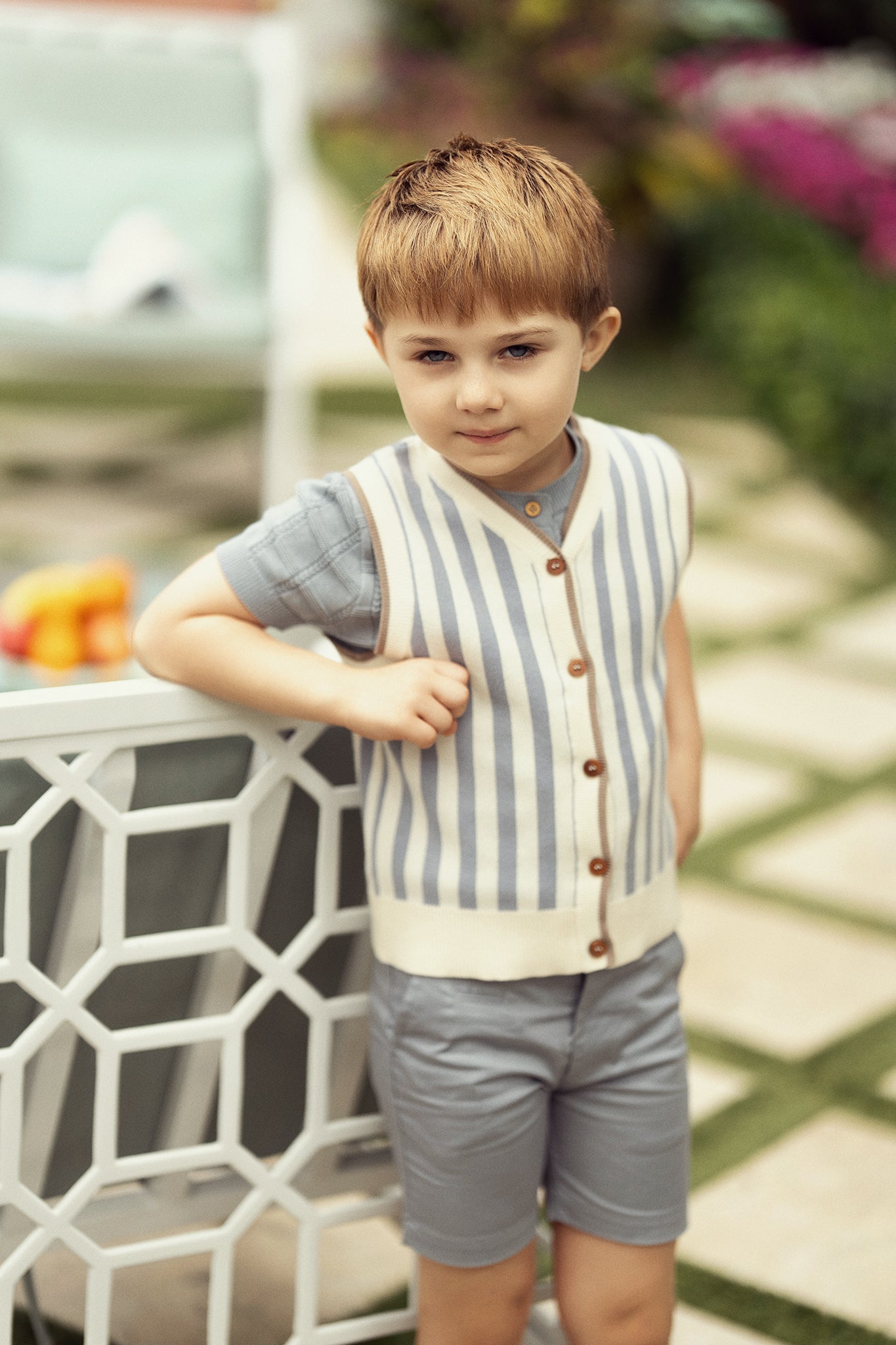 Striped Knit Vest in by No18 Kids