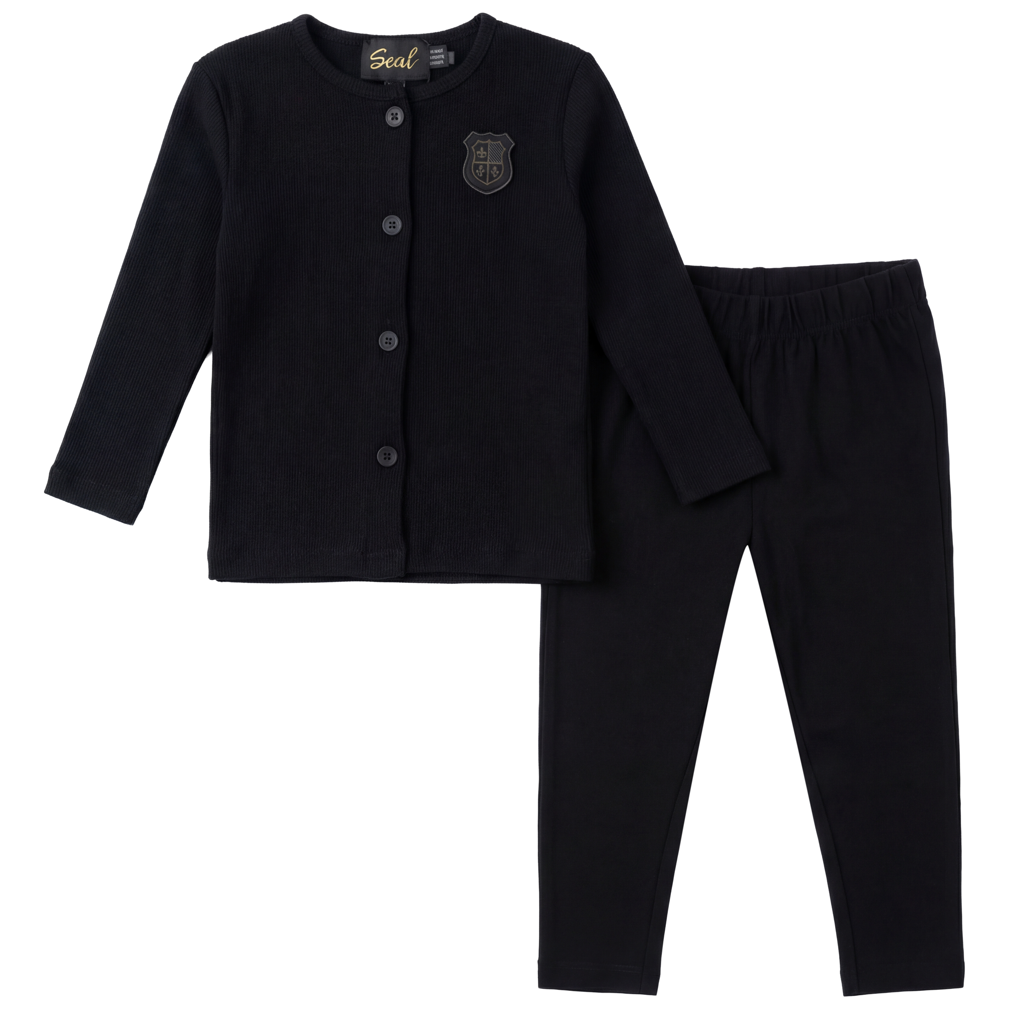 Ribbed Button Down Set in Black by Seal