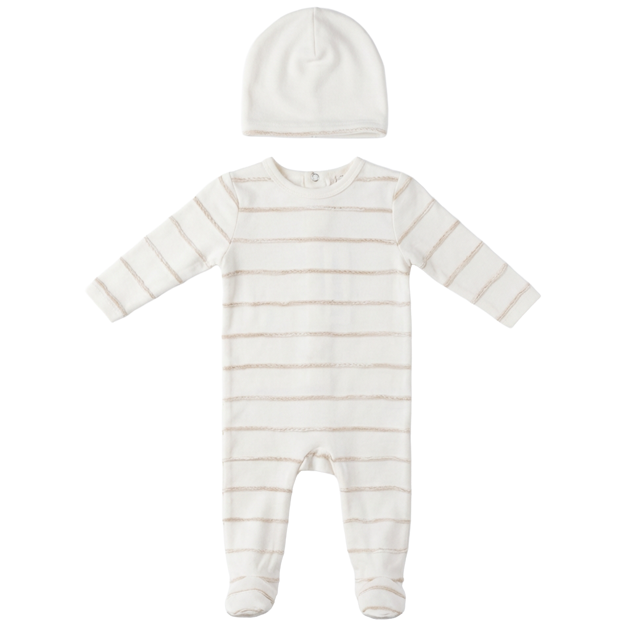 Raised Stripped Onesie in Beige by Lux Baby