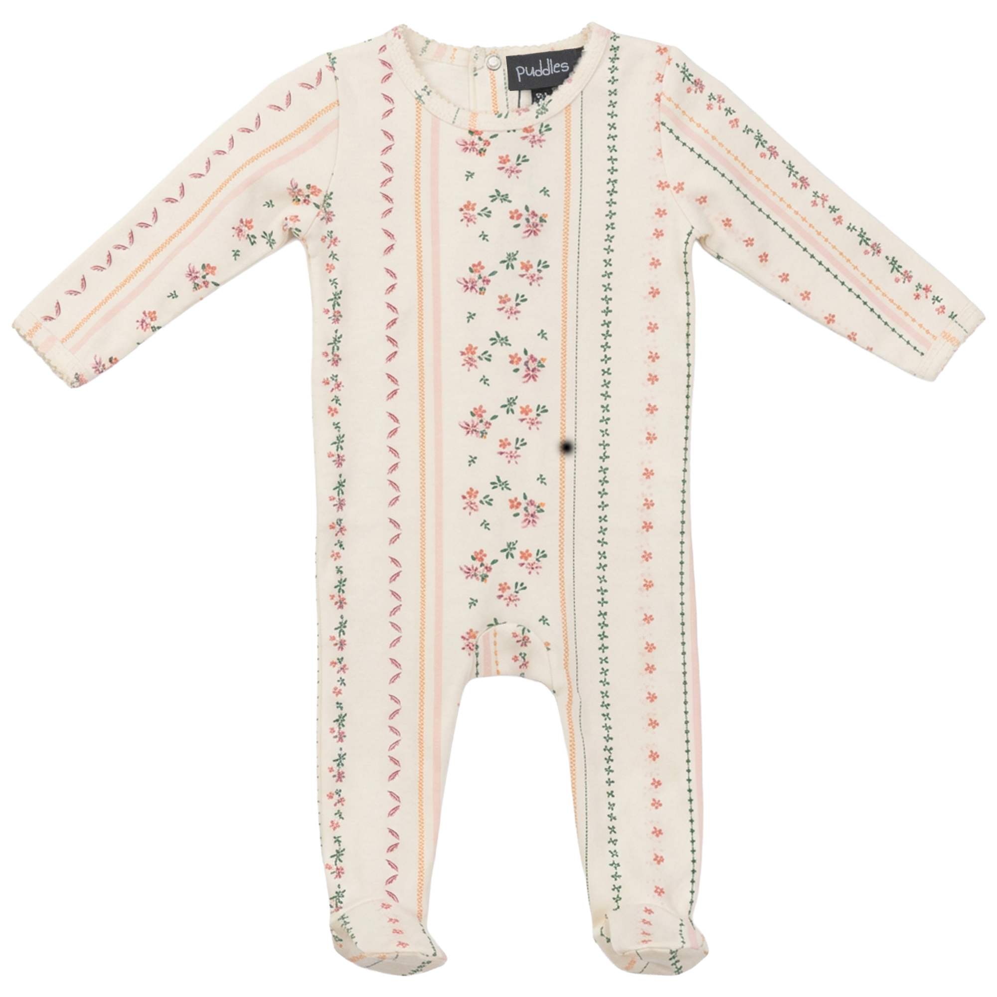 Floral Printed Cotton Onesie in Pink by Puddles