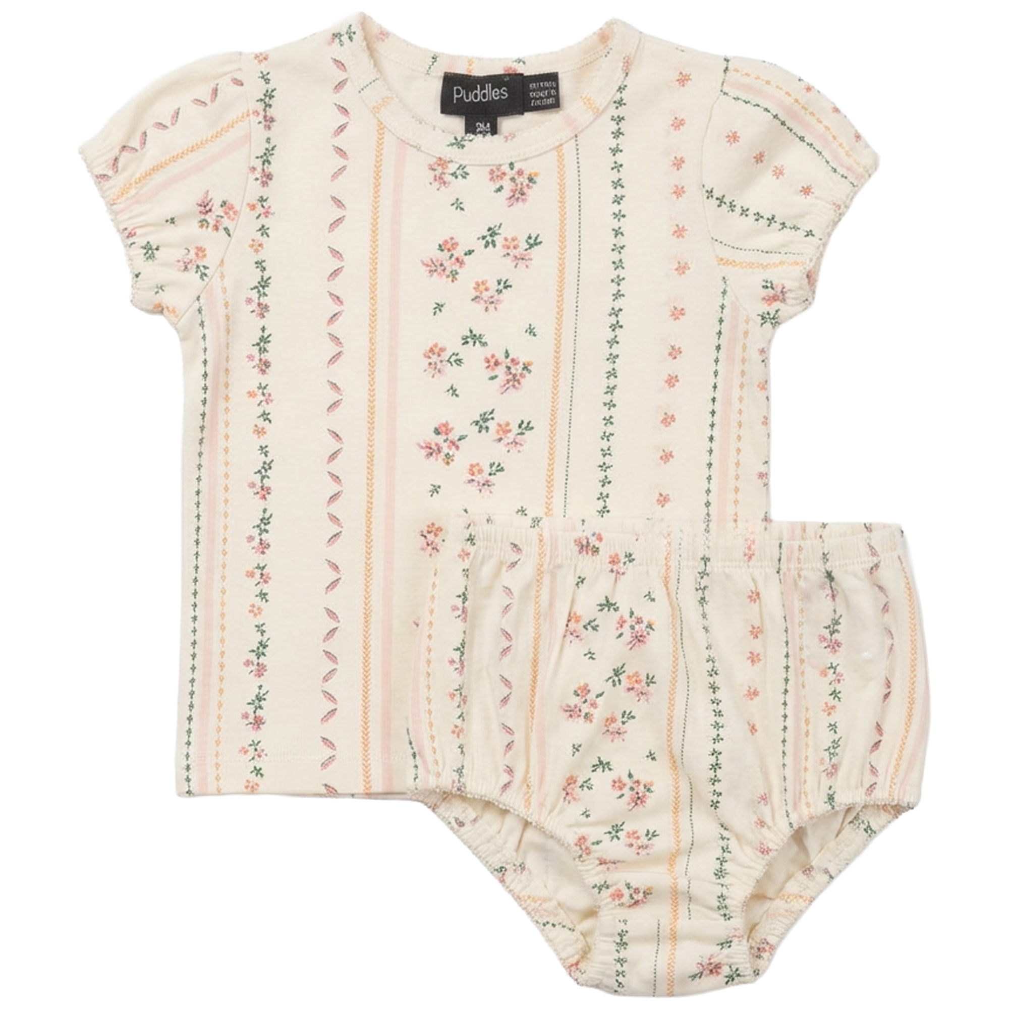 Floral Printed Cotton Set in Pink by Puddles