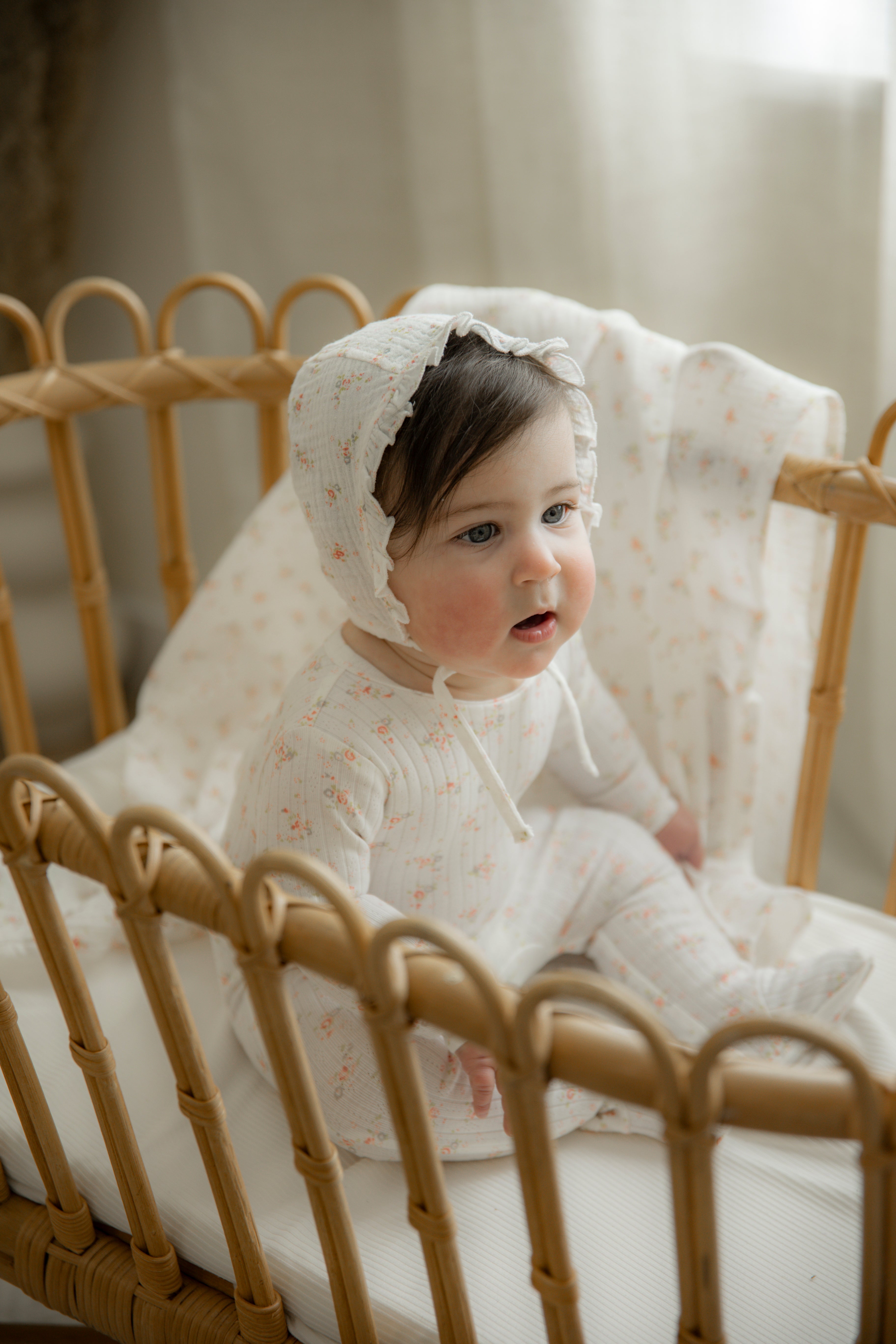 Floral Pointelle Onesie in by Space Grey