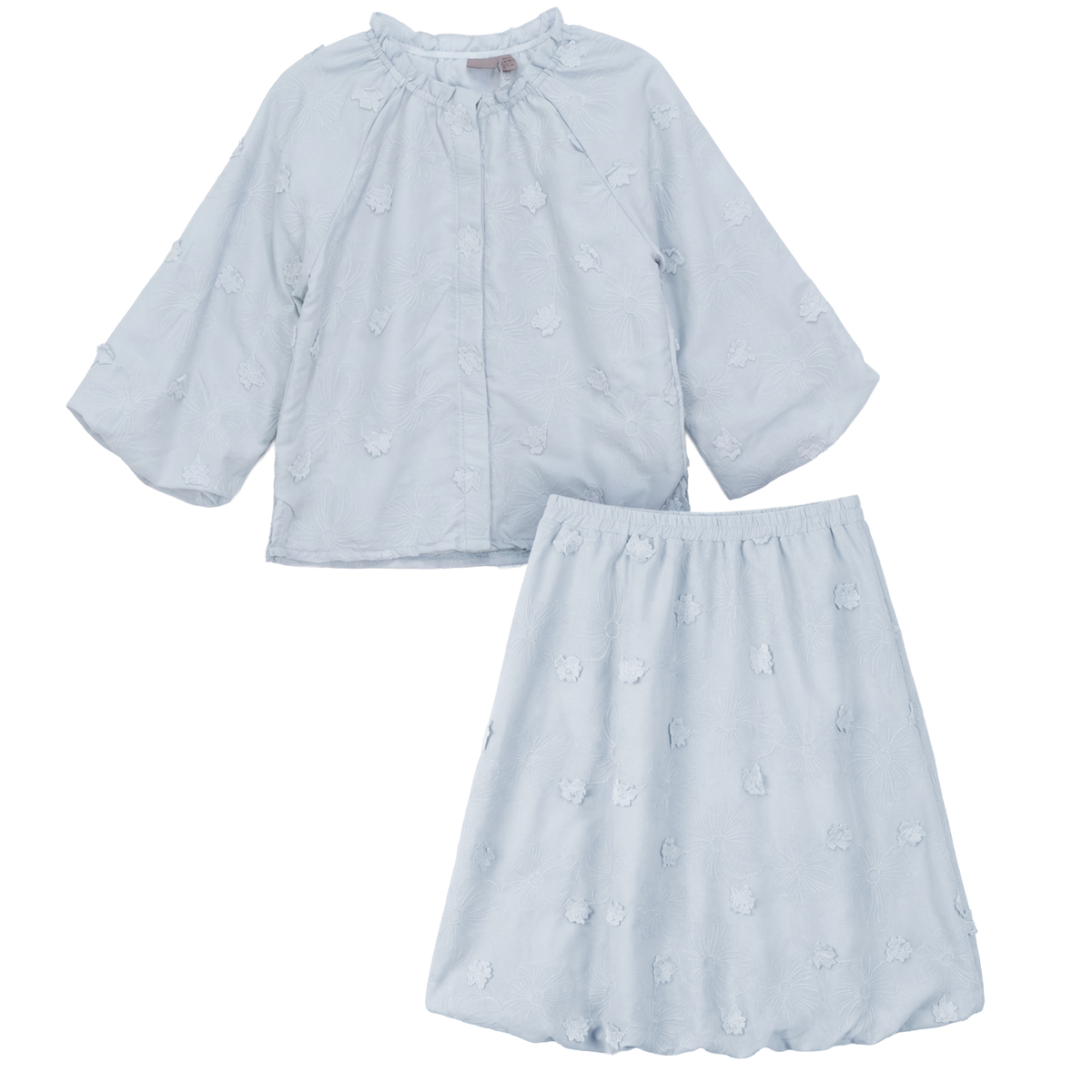 Floral Embroidery Applique Skirt Set in Blue by Posie & Pistachio