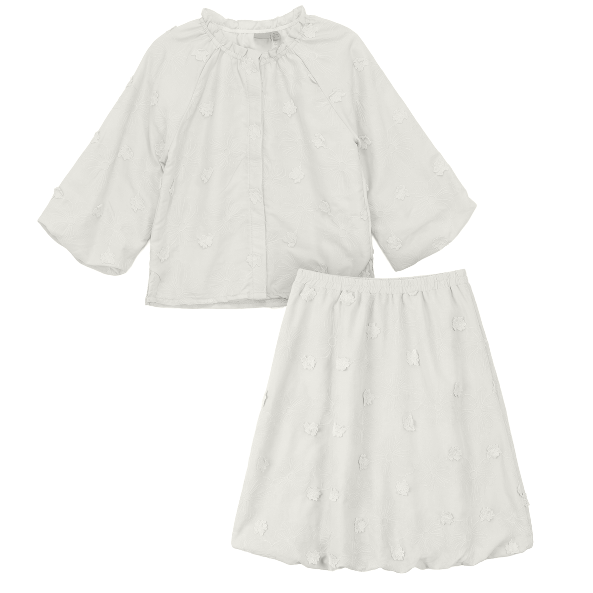 Floral Embroidery Applique Skirt Set in Ivory by Posie & Pistachio