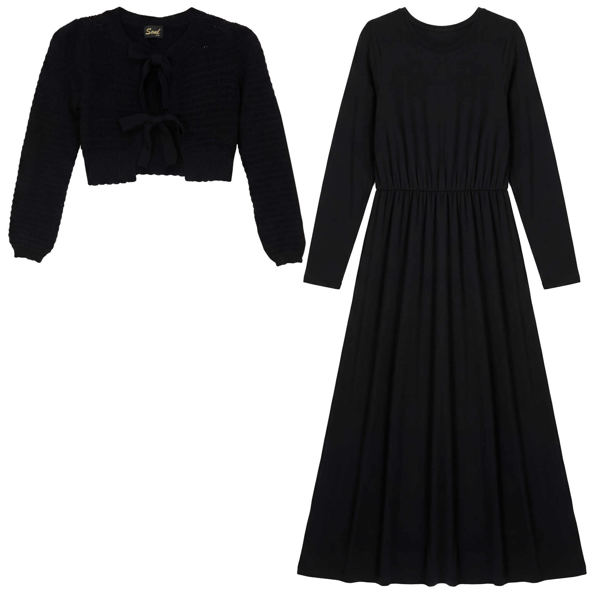 Eyelet Bow Robe Set in Black Black by Seal