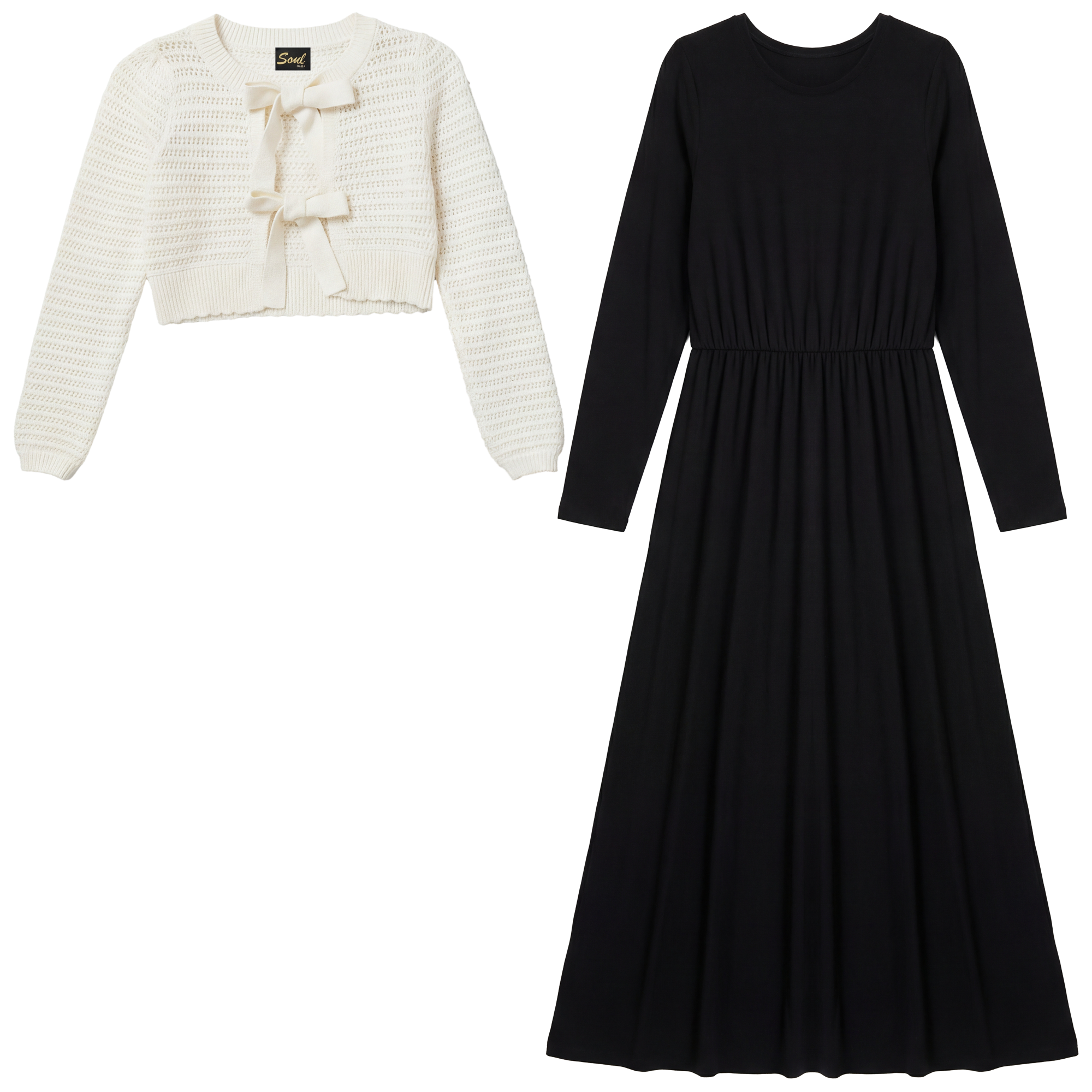 Eyelet Bow Robe Set in Black Ivory by Seal