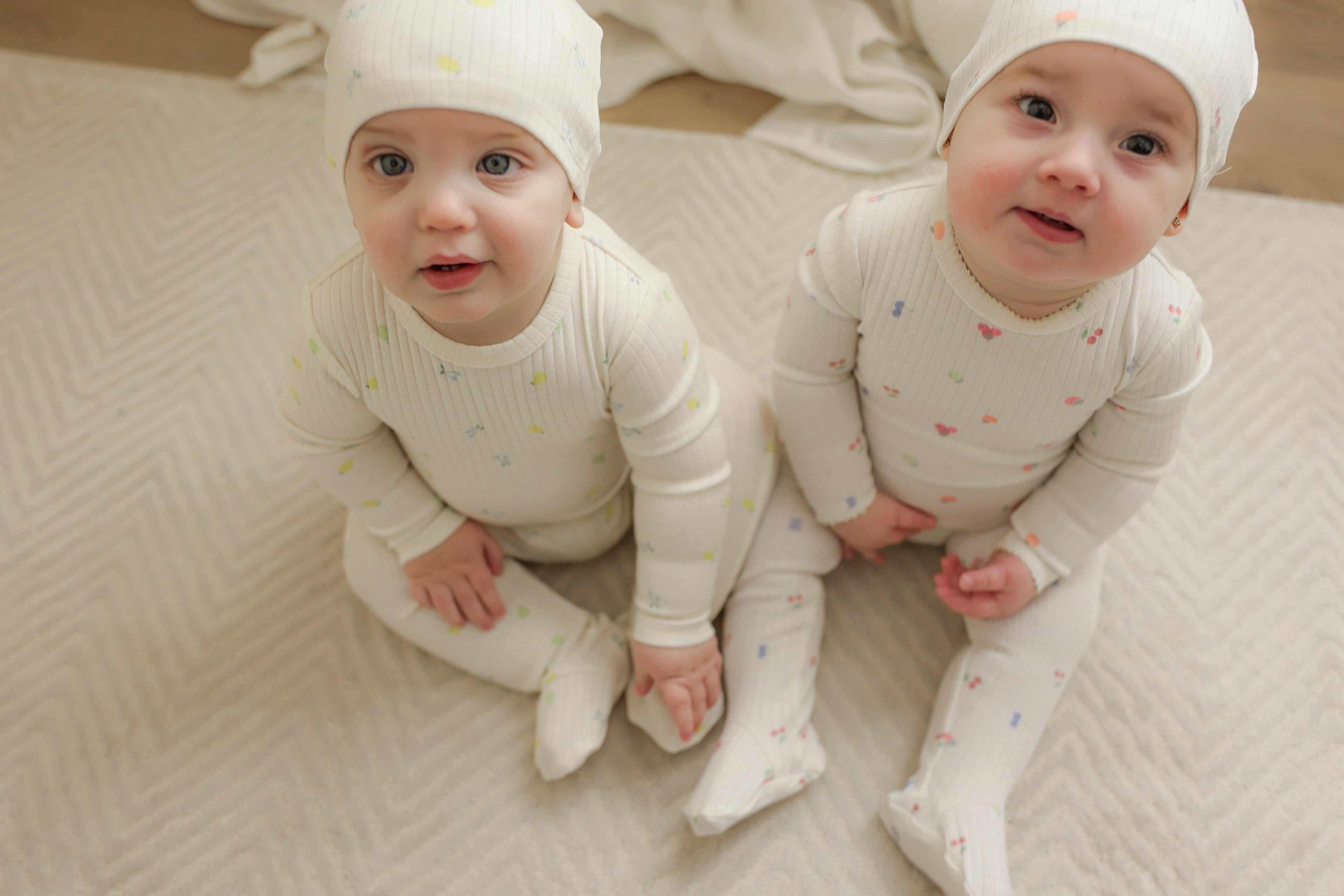 Pointelle Fruit Print Onesie in by Lux Baby