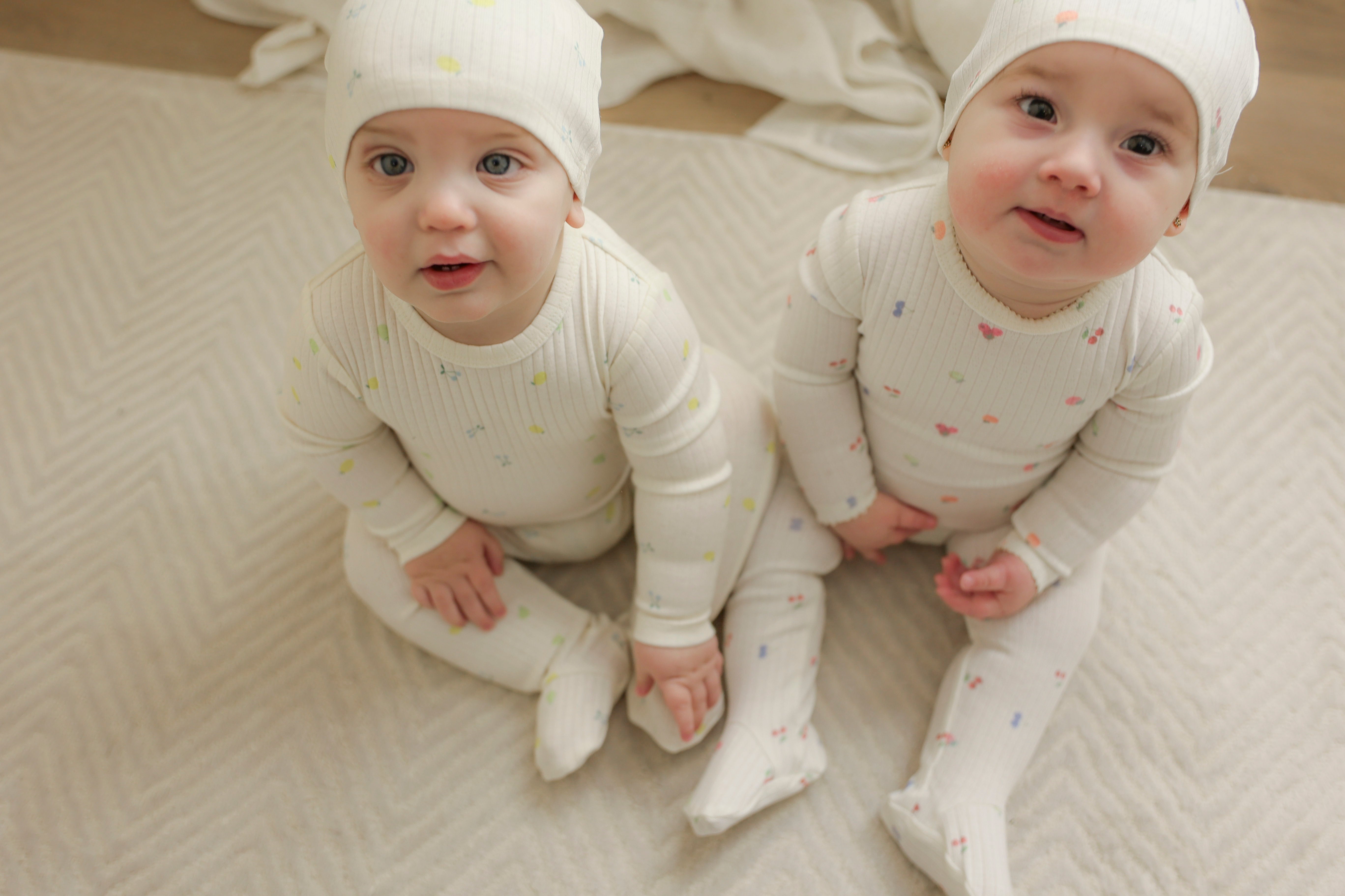 Pointelle Fruit Print Onesie in by Lux Baby