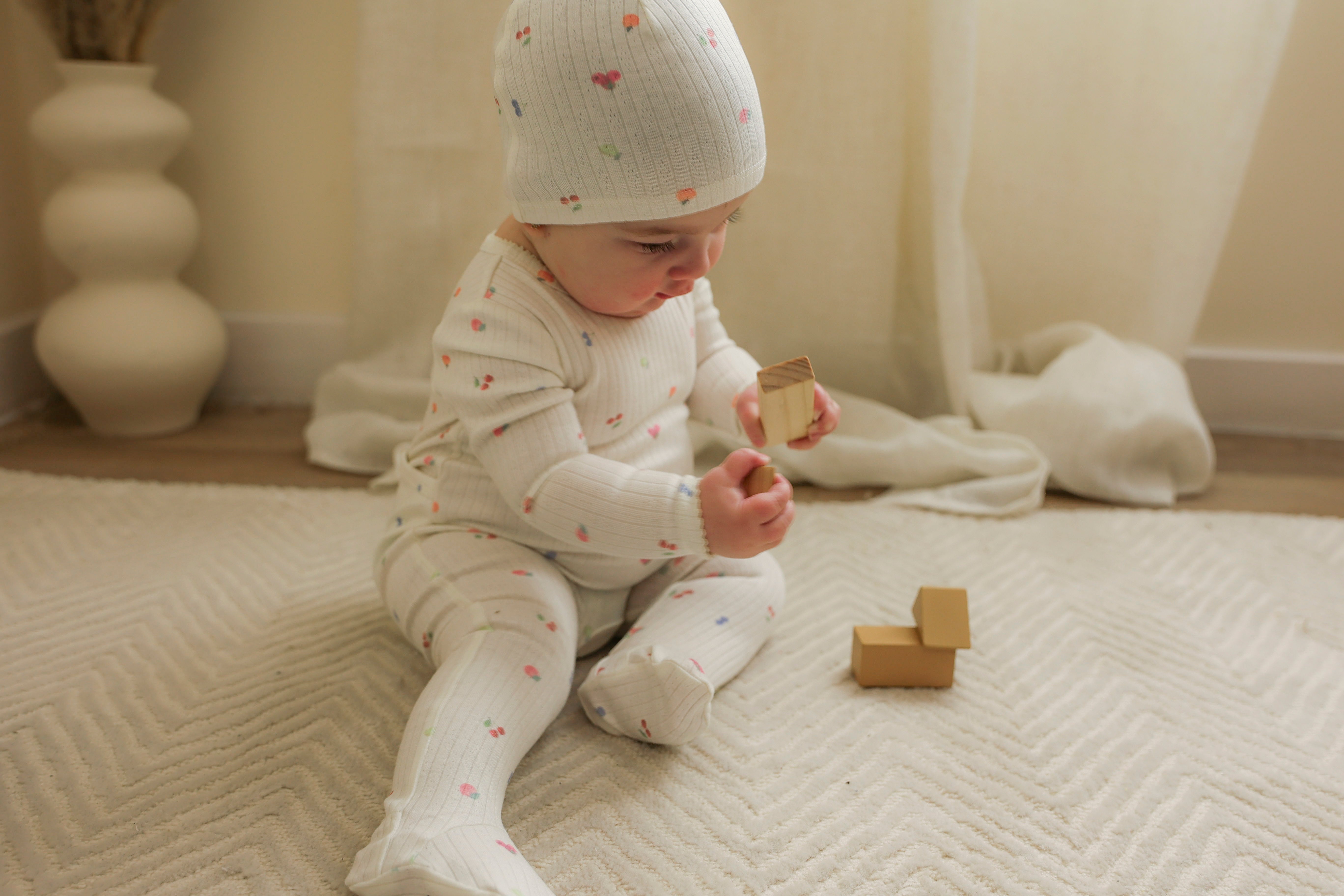 Pointelle Fruit Print Onesie in by Lux Baby