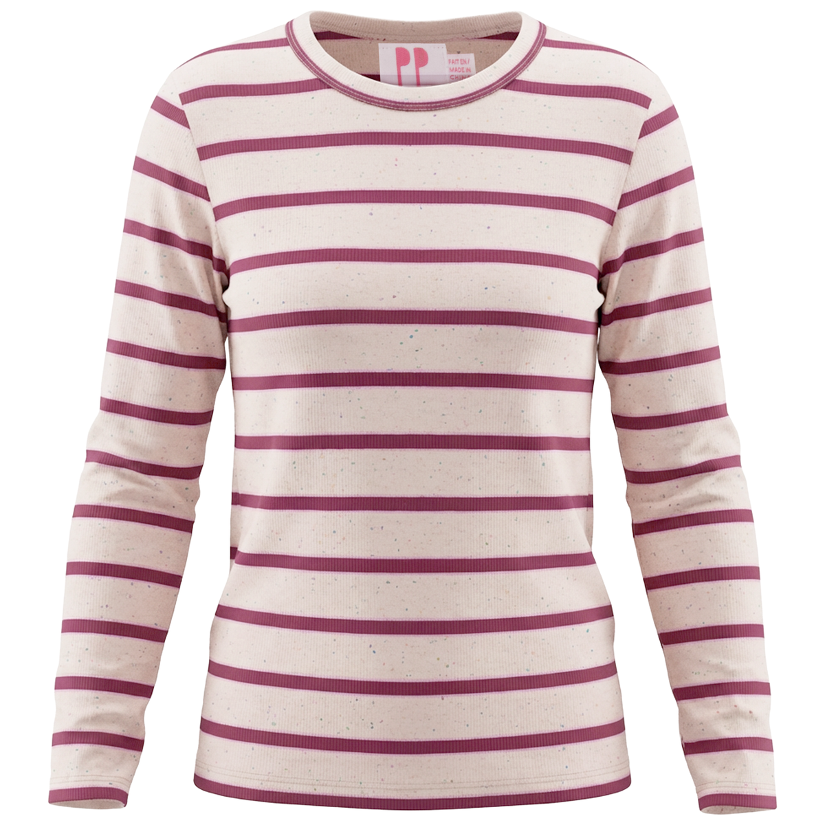 Ribbed Stripped Dotted Tshirt in Pink by Pinky Promise