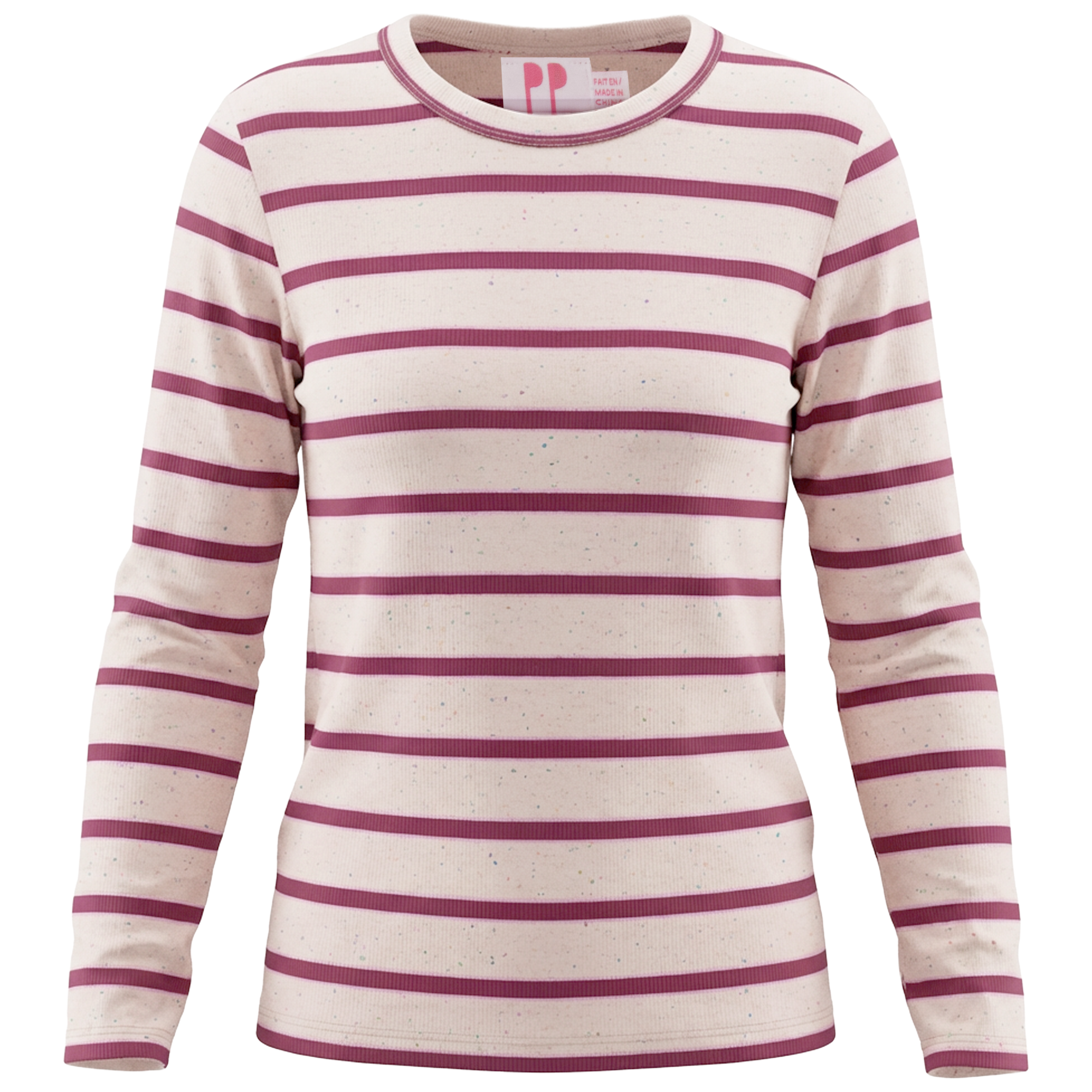 Ribbed Stripped Dotted Tshirt in Pink by Pinky Promise