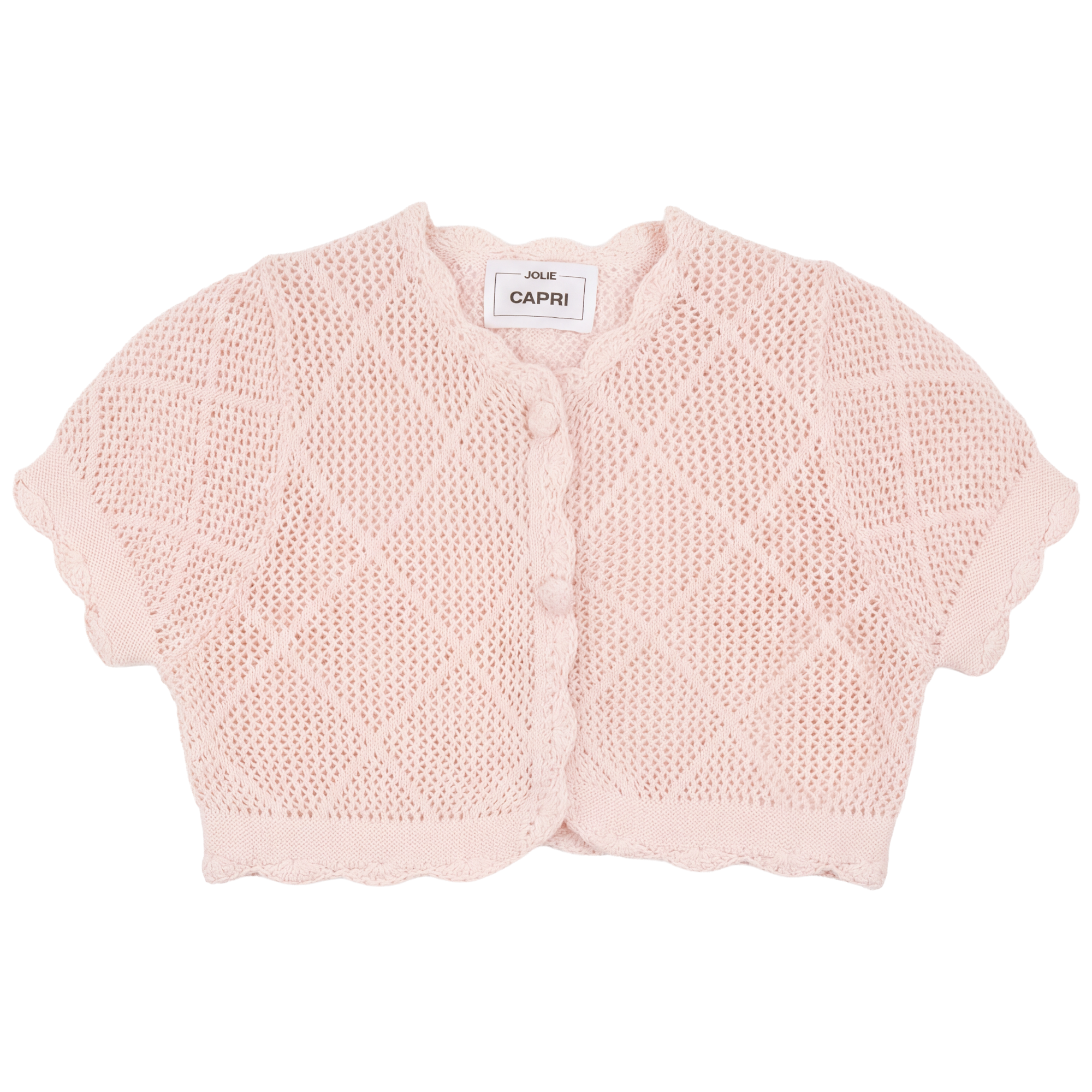 Cotton Knit Crochet Cardigan in Blush by Jolie Capri